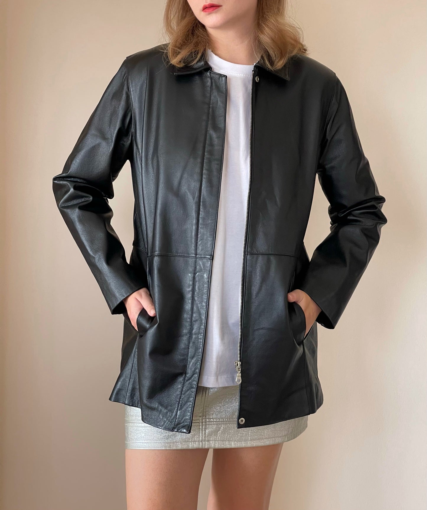 Stunning vintage minimalistic leather jacket