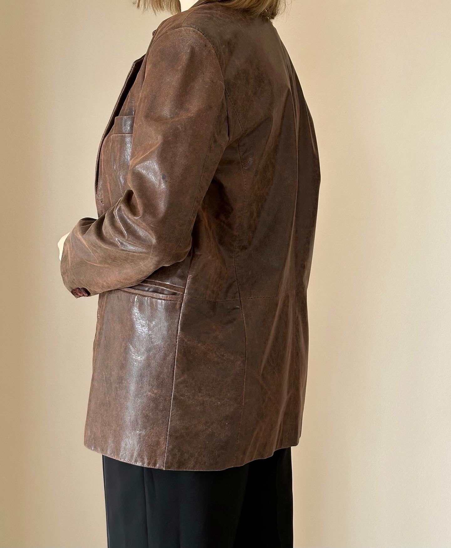 Trendy vintage distressed leather jacket