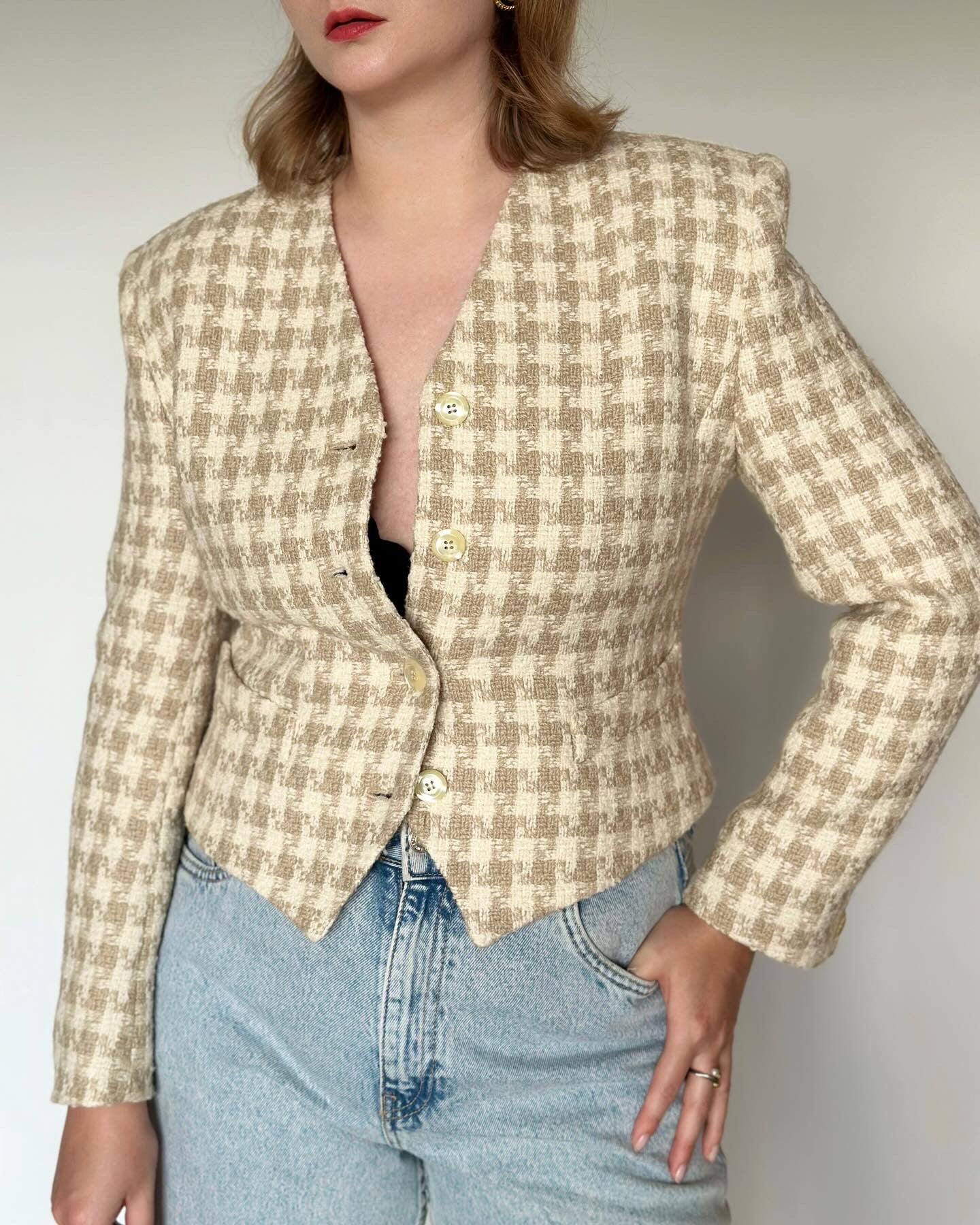 Vintage tweed cropped blazer by Viyella