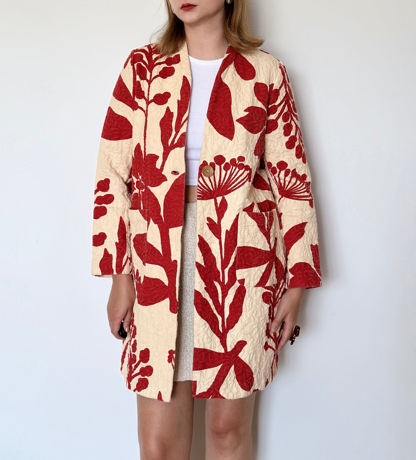 Stunning printed long cotton jacket