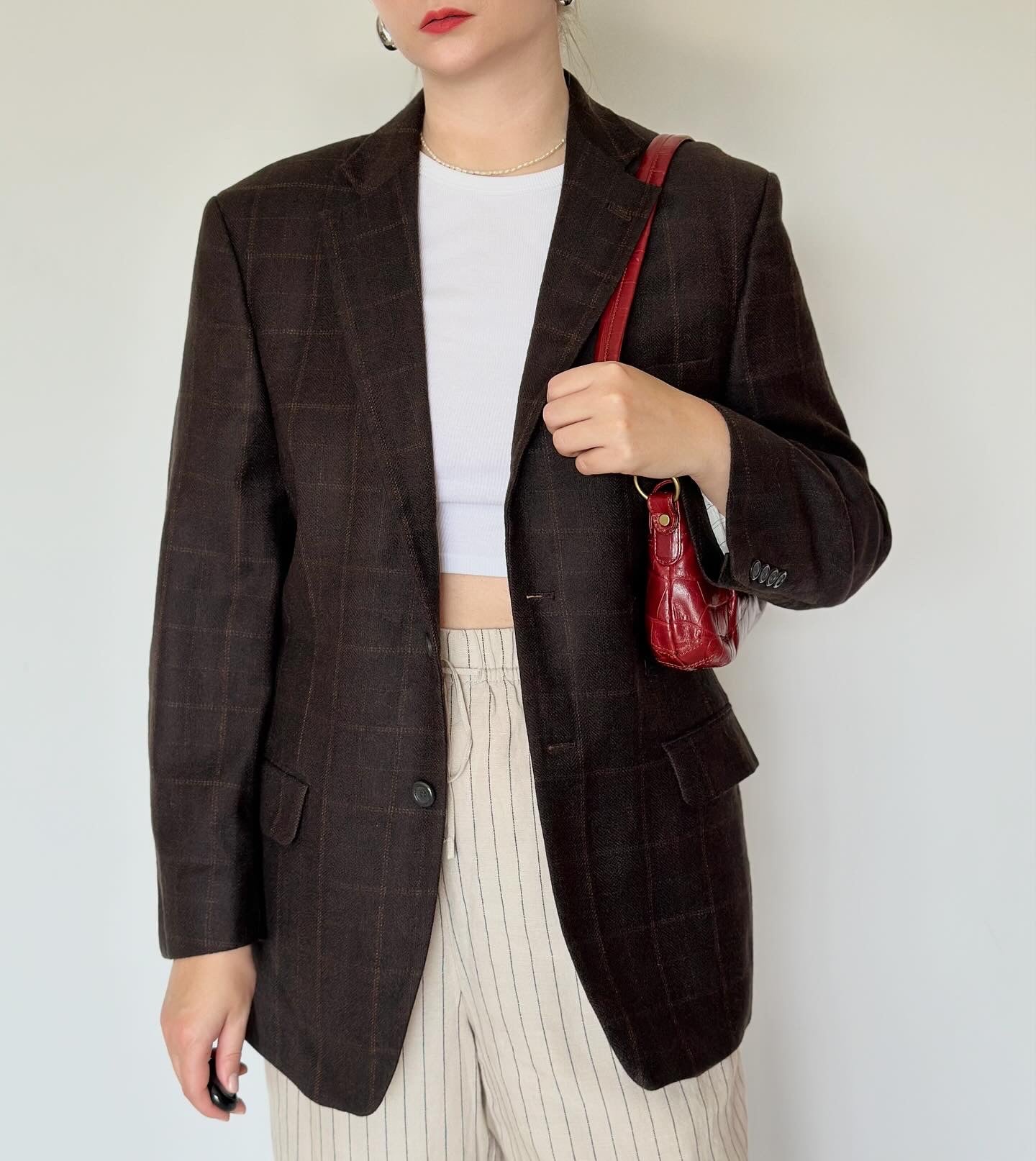 Vintage oversized wool plaid blazer