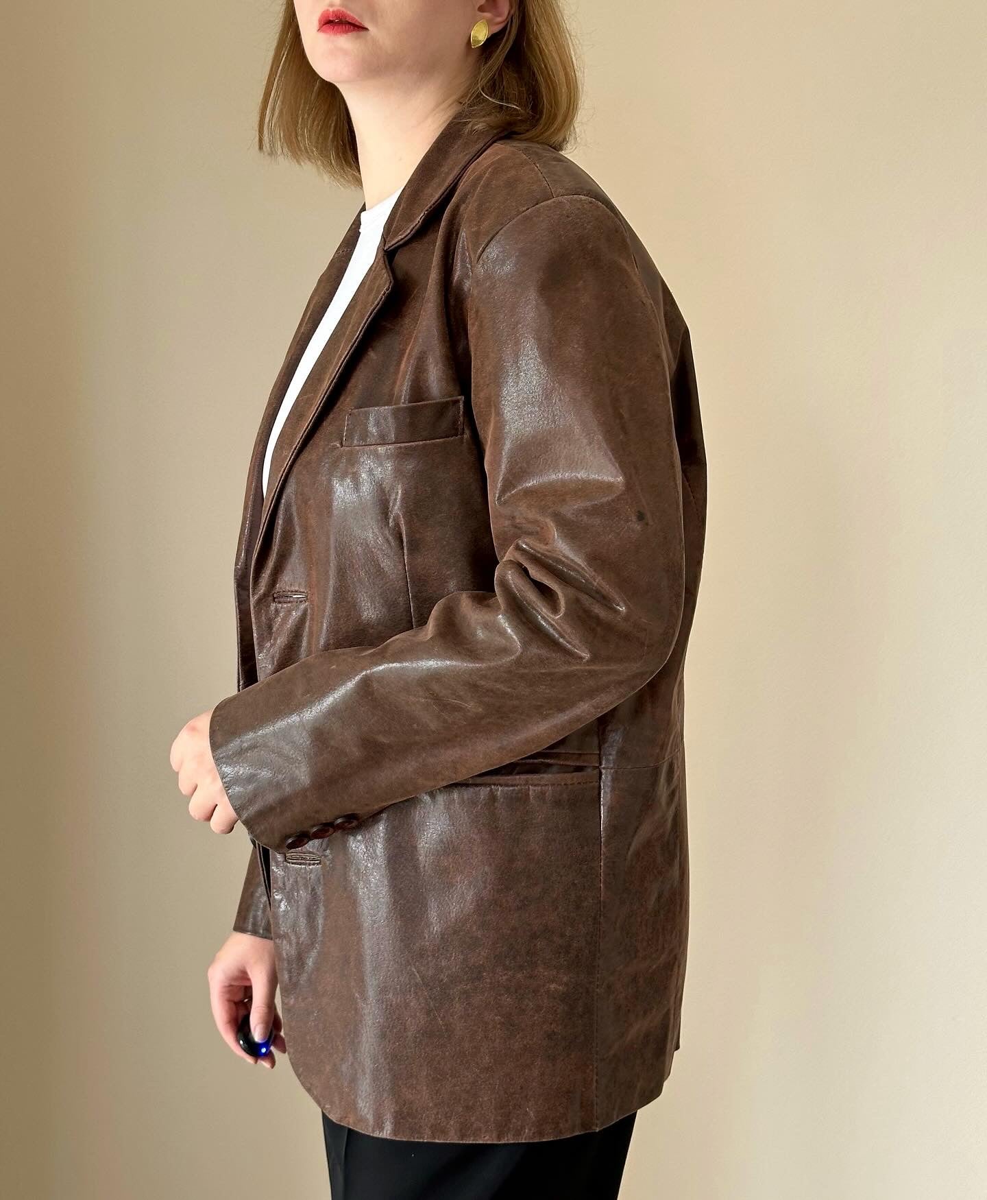 Trendy vintage distressed leather jacket