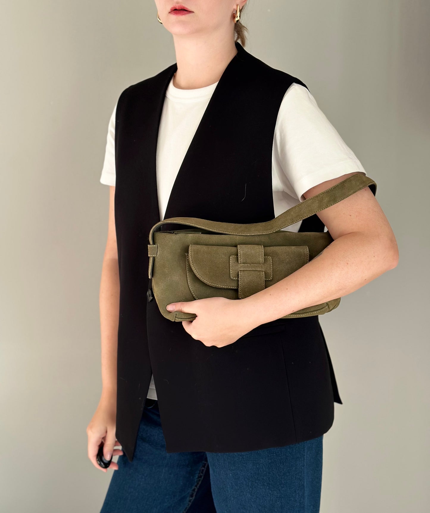 Beautiful khaki green suede bag Ecco