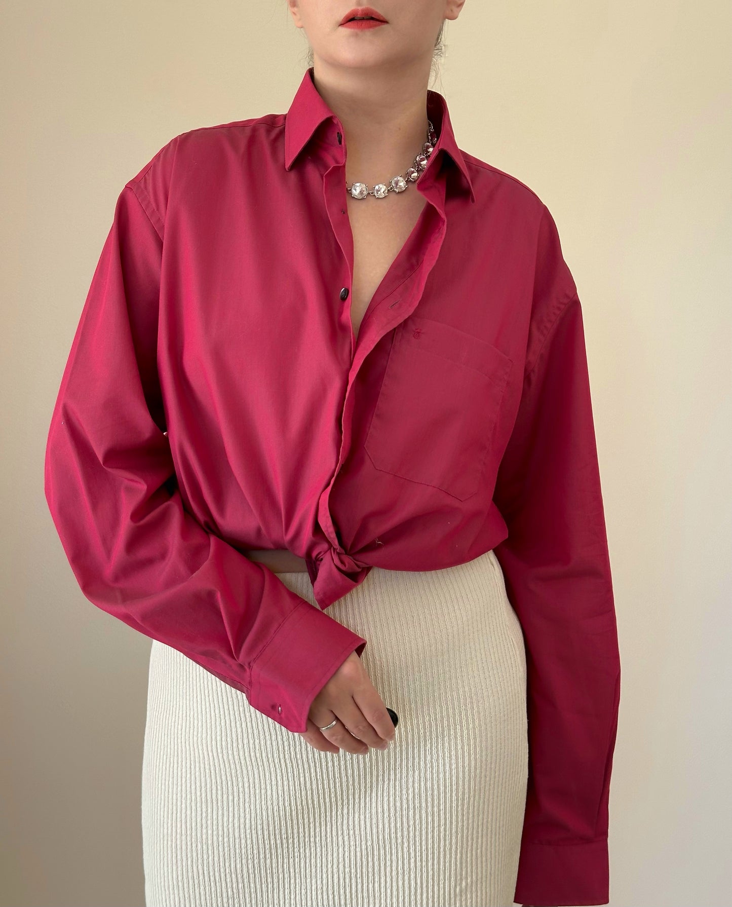Beautiful vintage men's shirt made of a thin cotton fabric with a light sheen