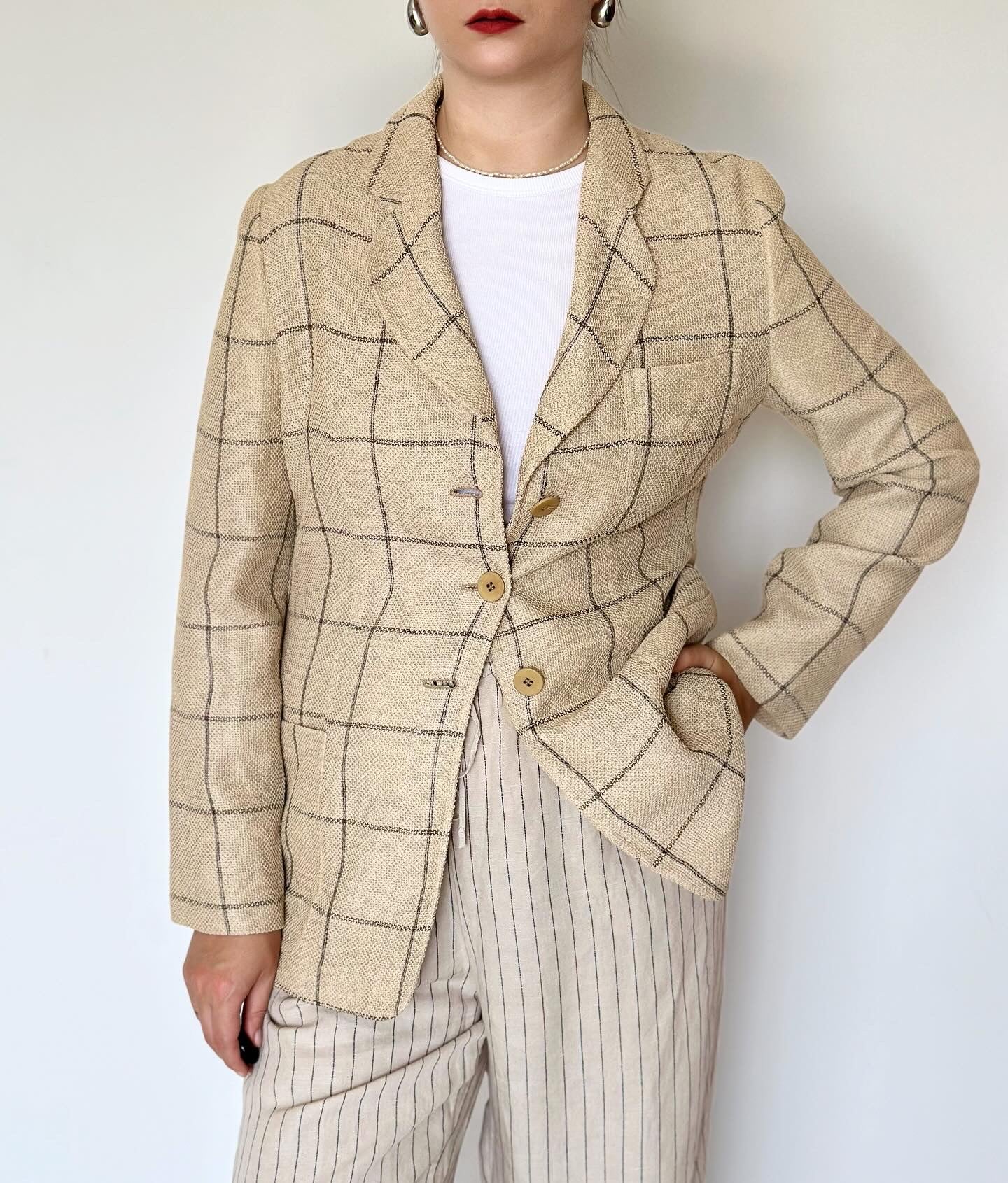 Vintage beige plaid blazer by Mani (Giorgio Armani line)