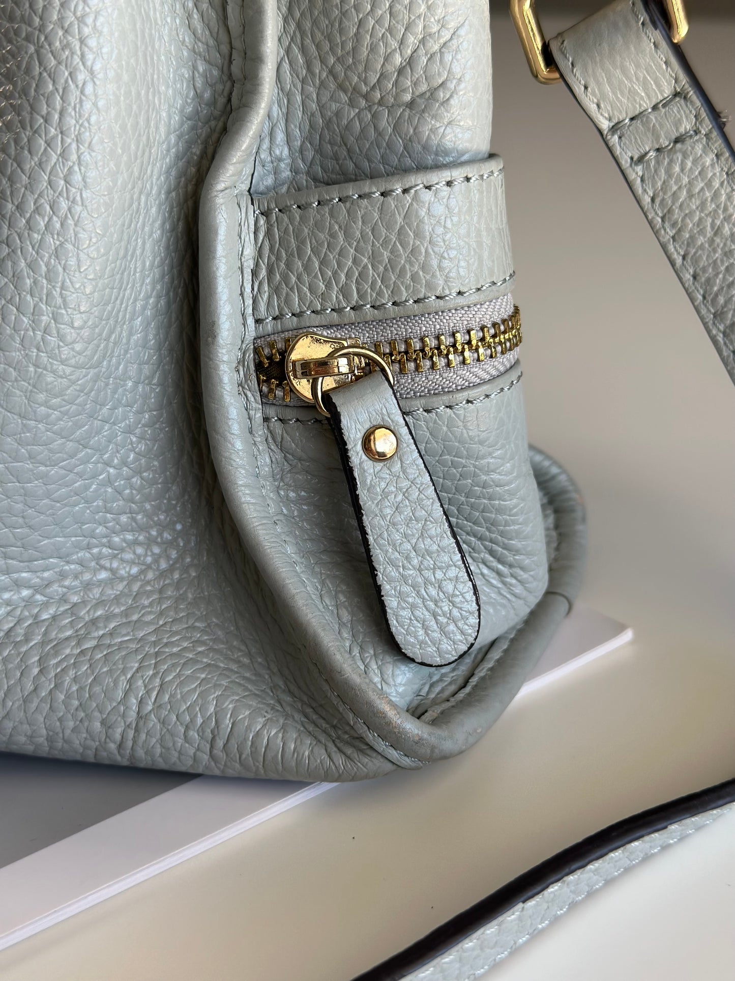 Elegant grey leather handbag from Smith & Canova (England)