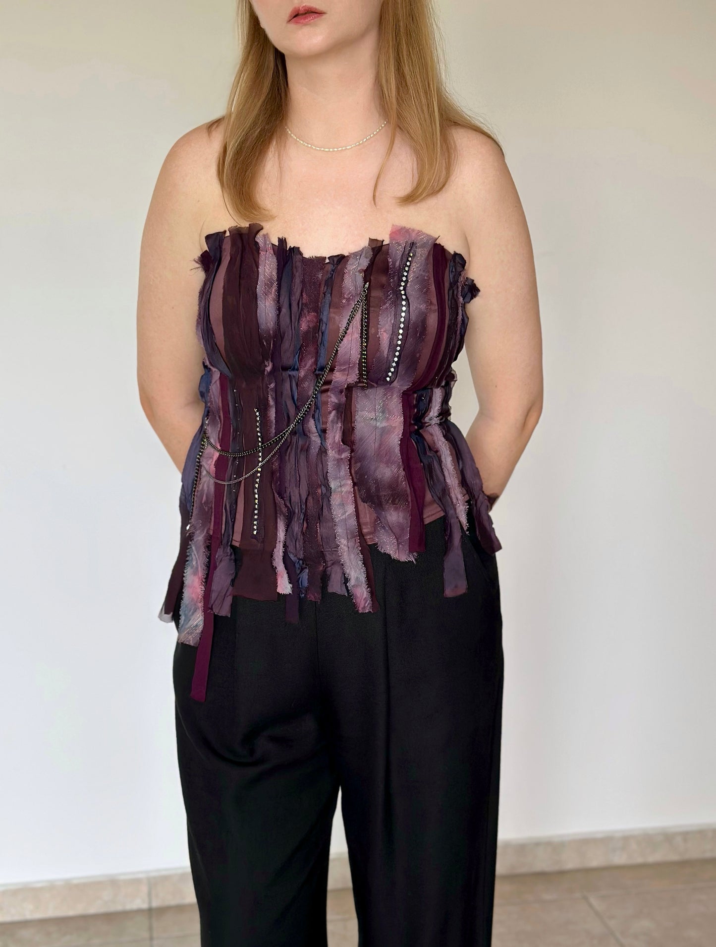 Stunning vintage burgundy corset top