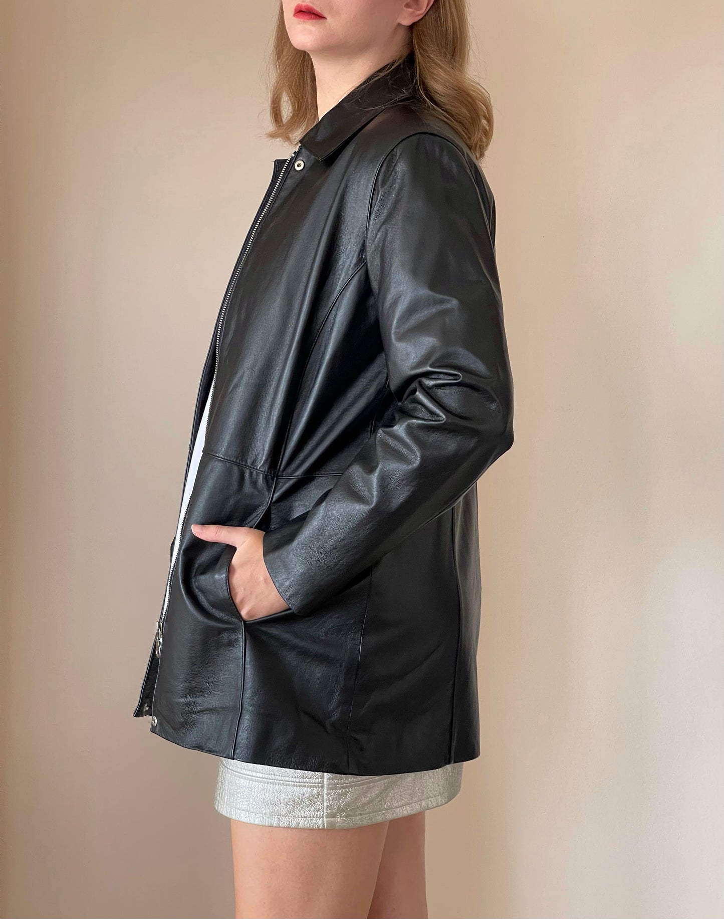 Stunning vintage minimalistic leather jacket