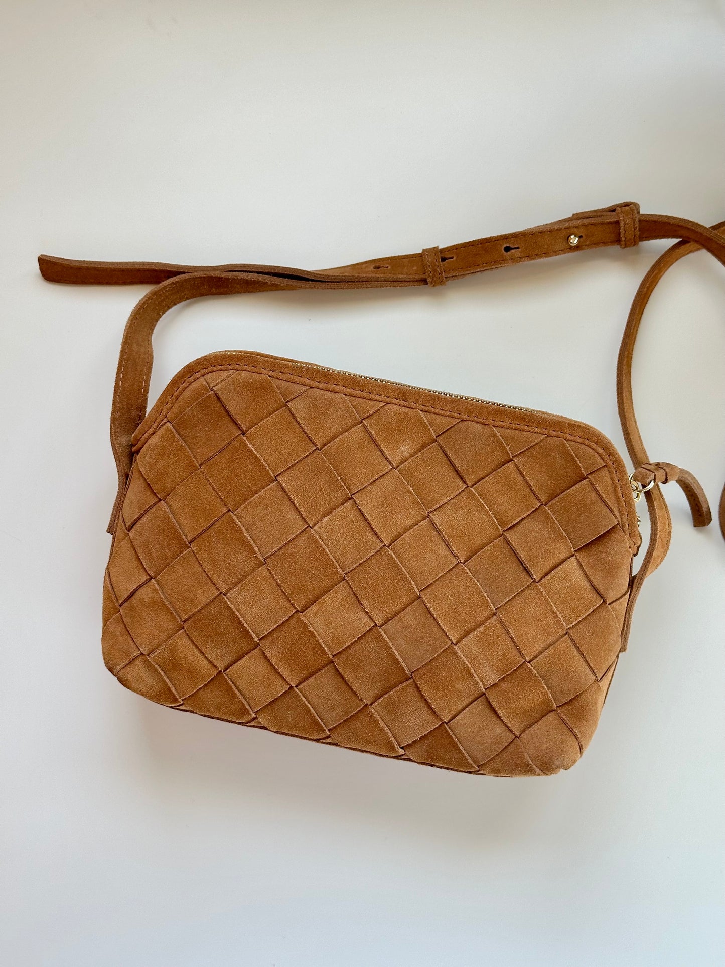 Suede caramel bag