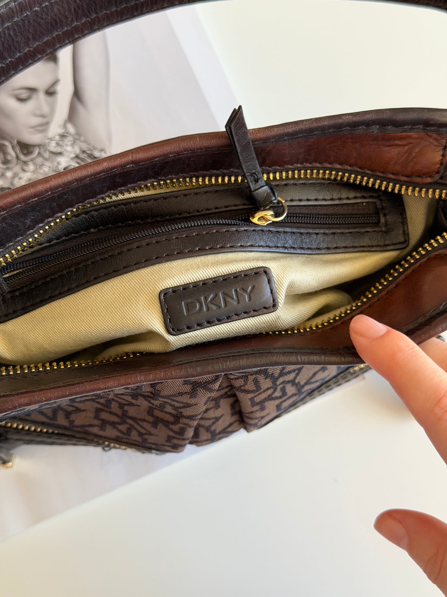 Vintage DKNY bag in signature brown monogram