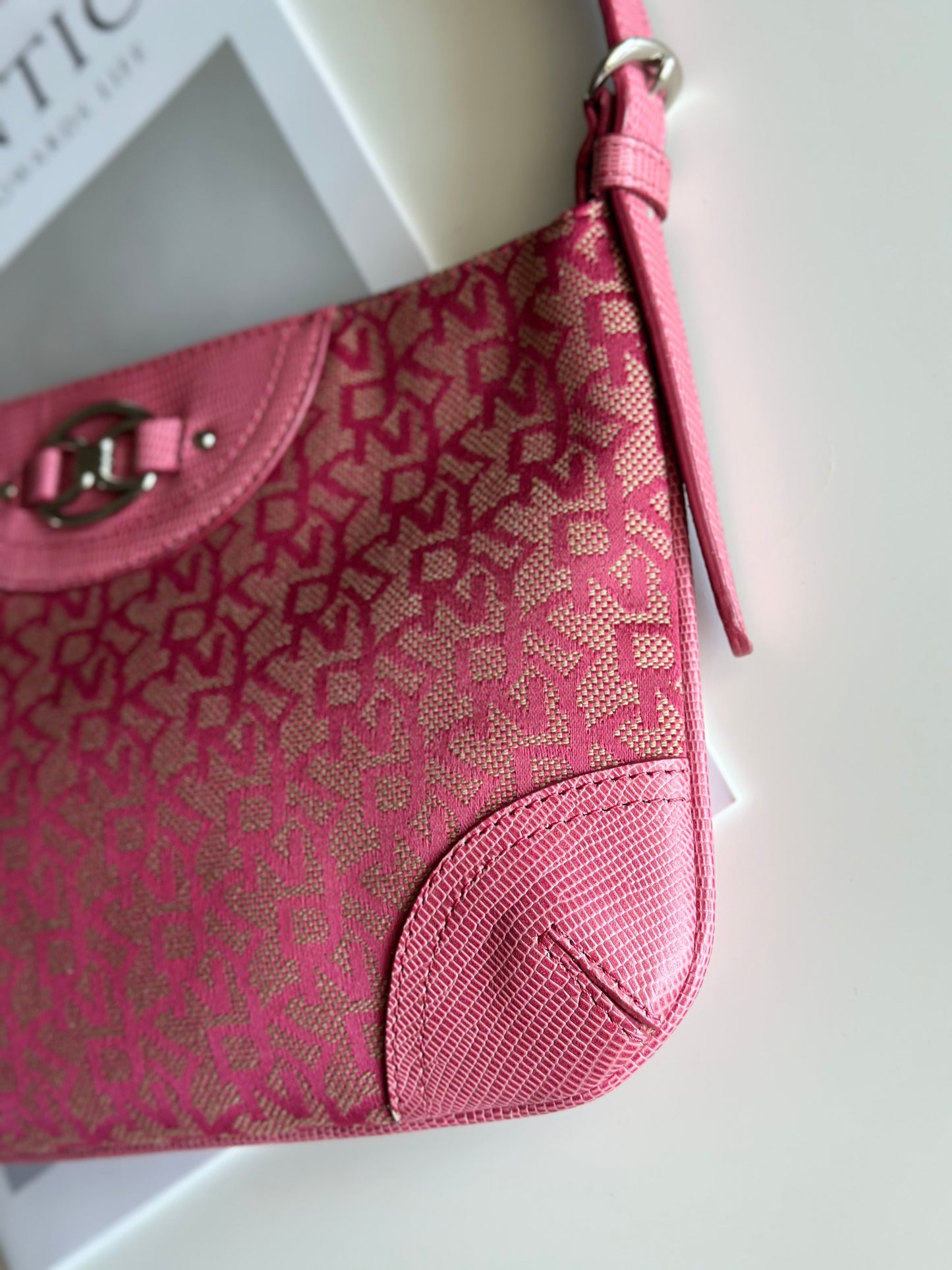 Vintage pink DKNY baguette bag