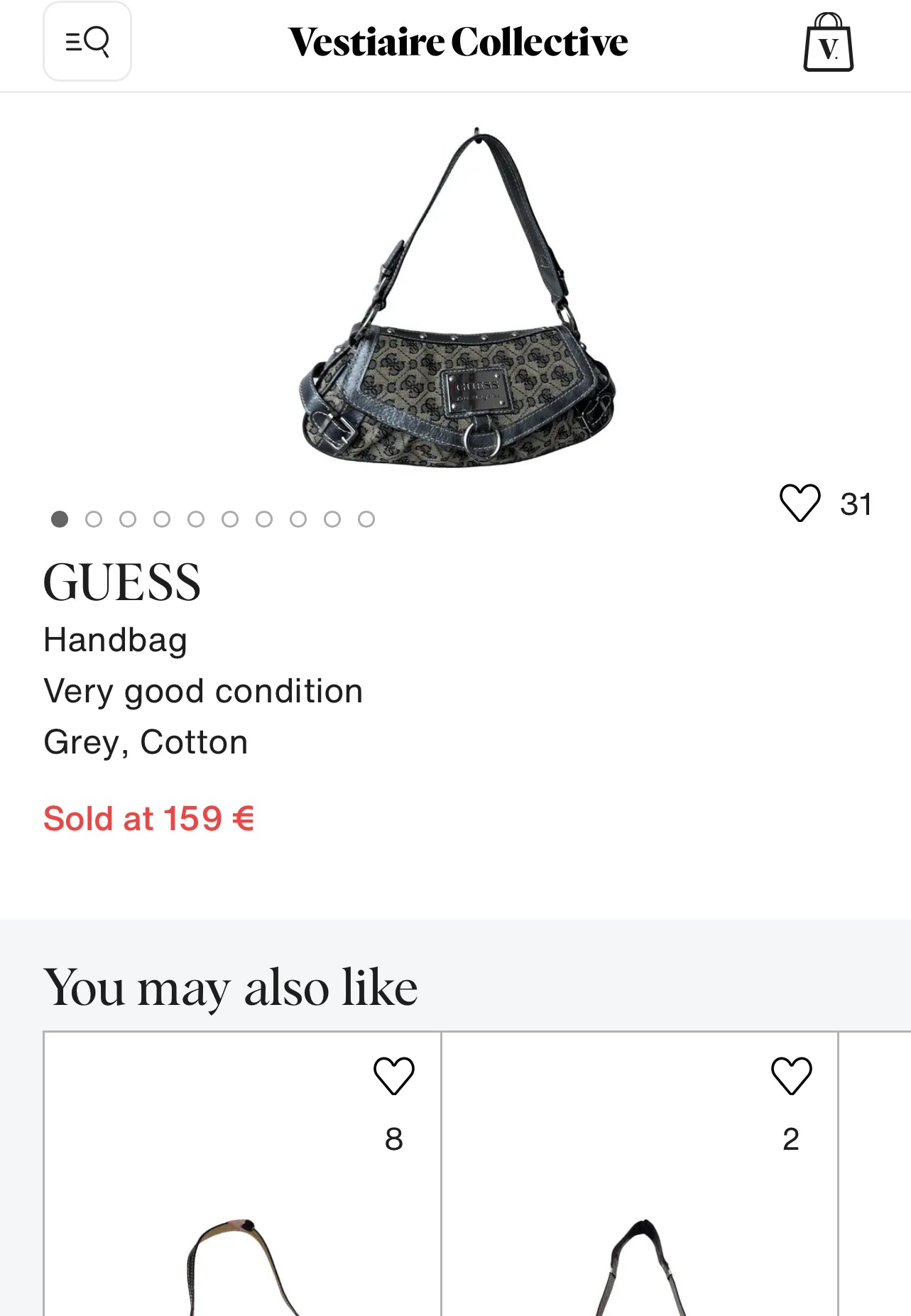 Stunning authentic vintage Guess grey baguette bag