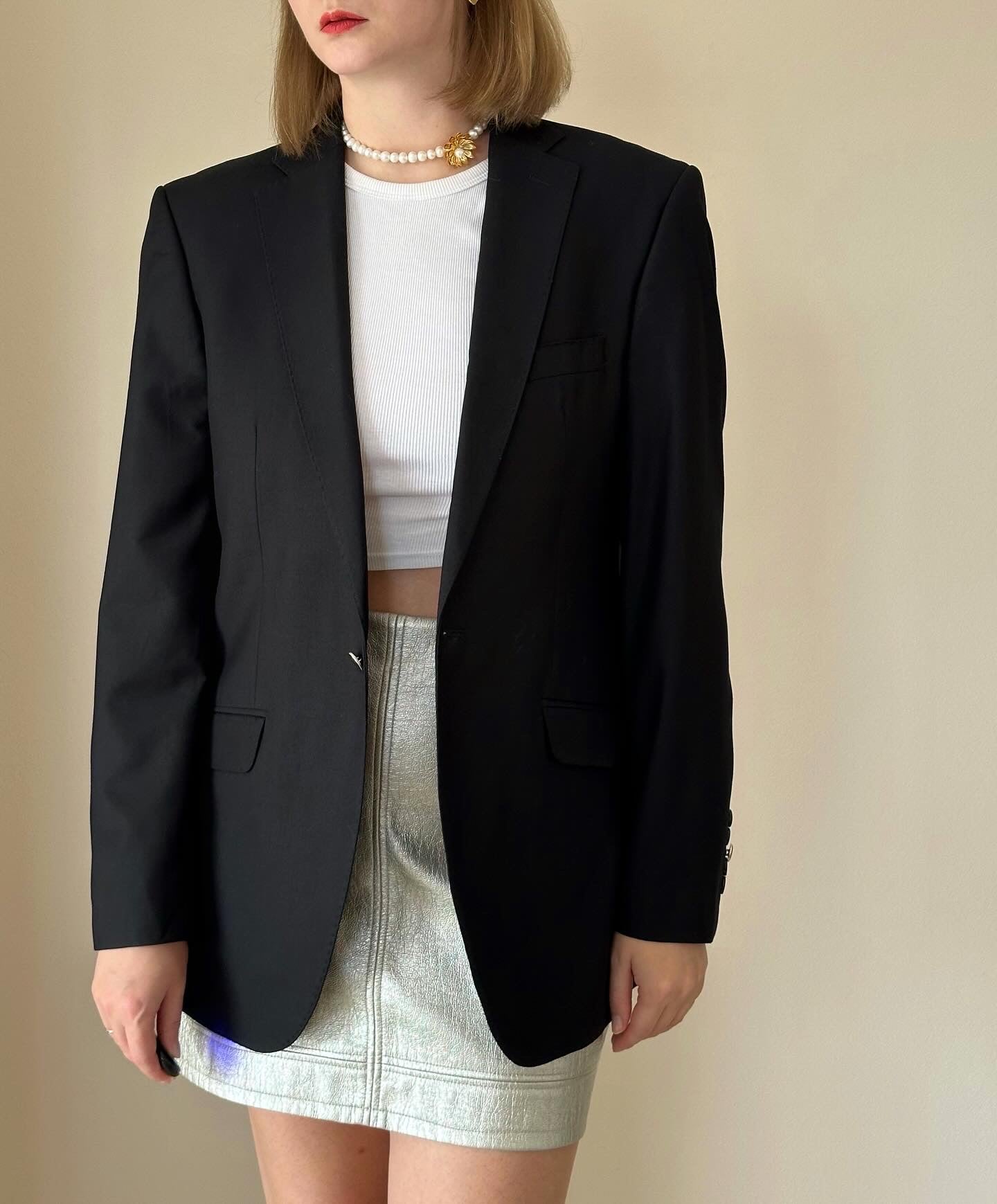Vintage men's black blazer with accent buttons