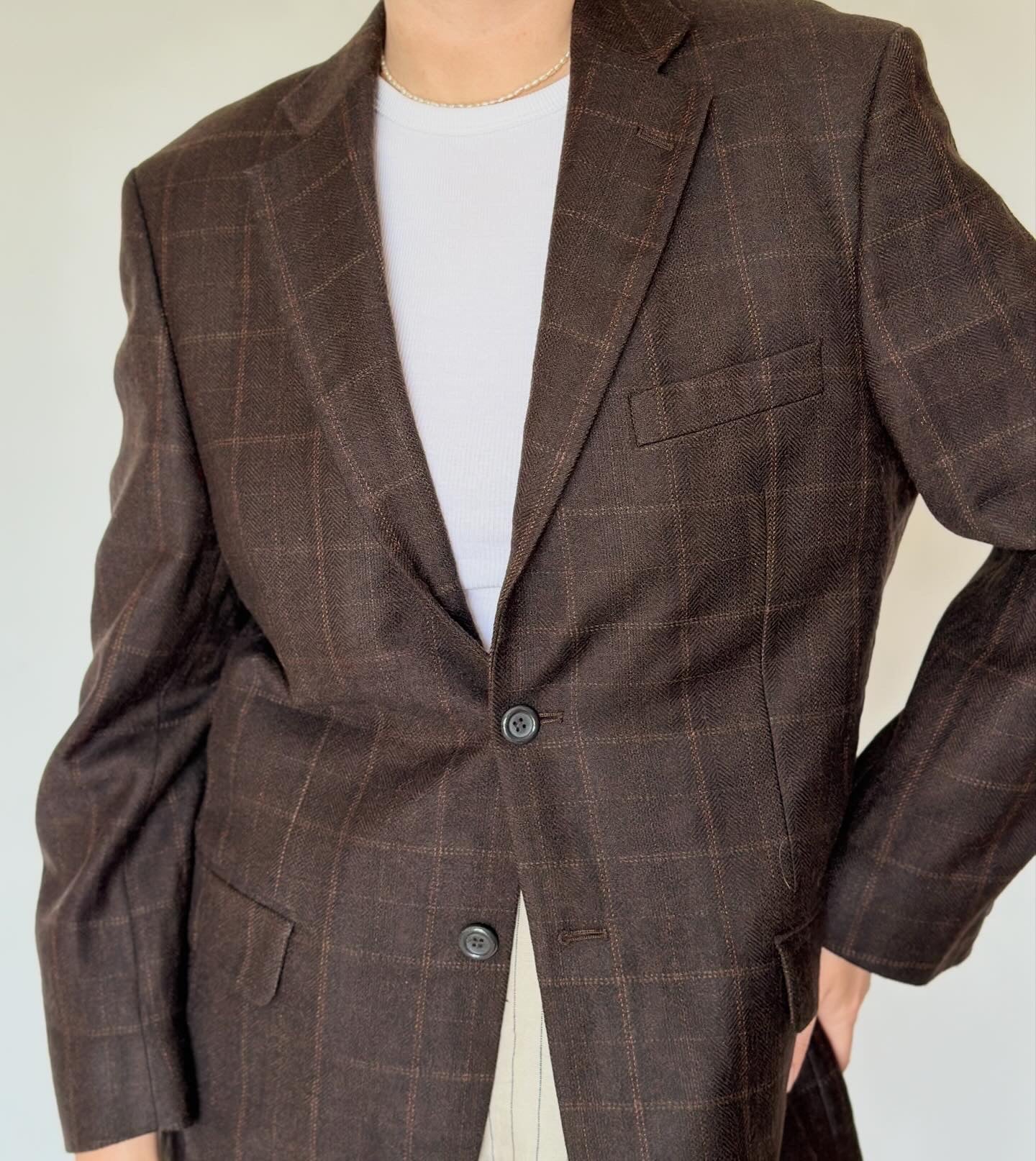 Vintage oversized wool plaid blazer