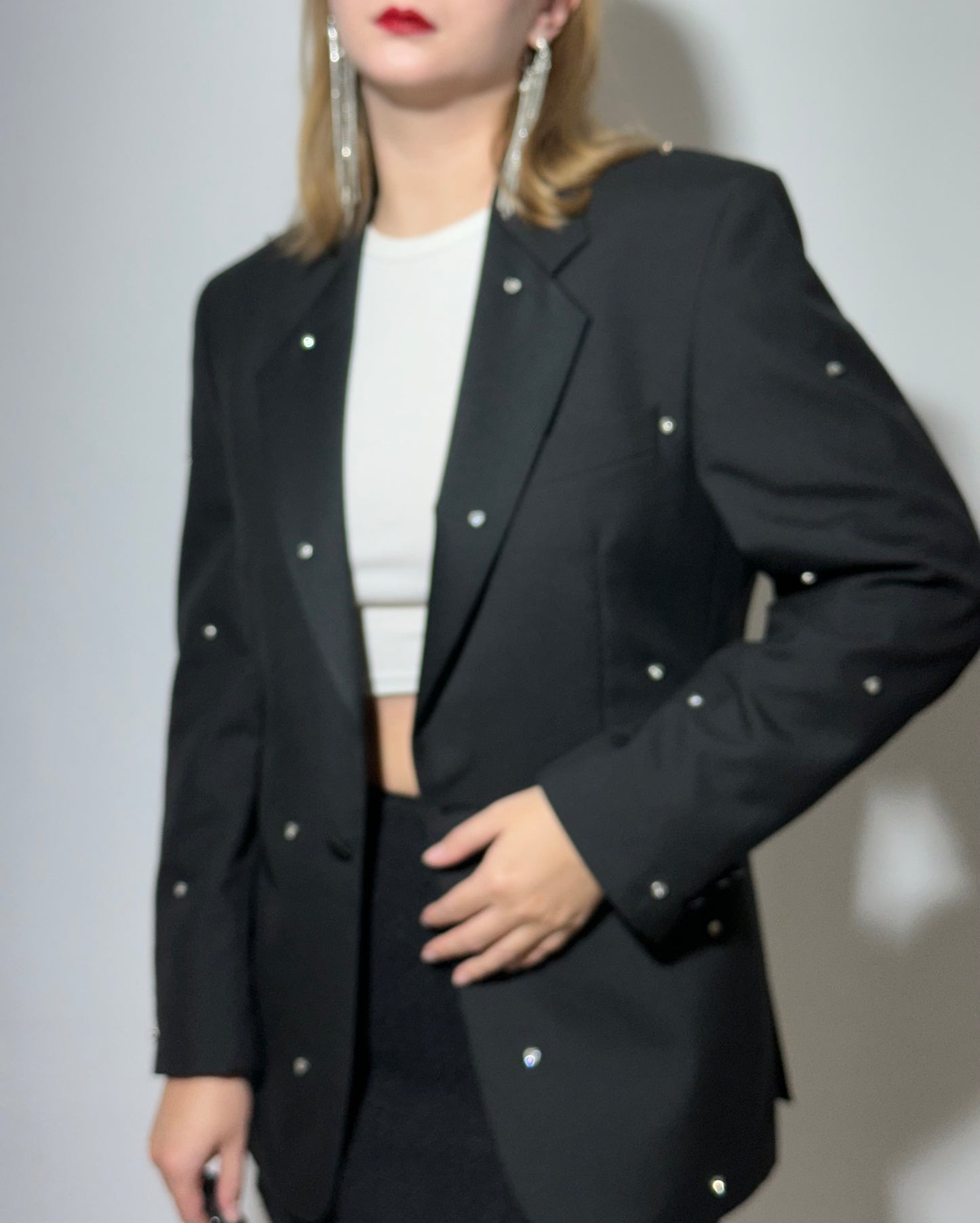 Vintage black blazer with rhinestones