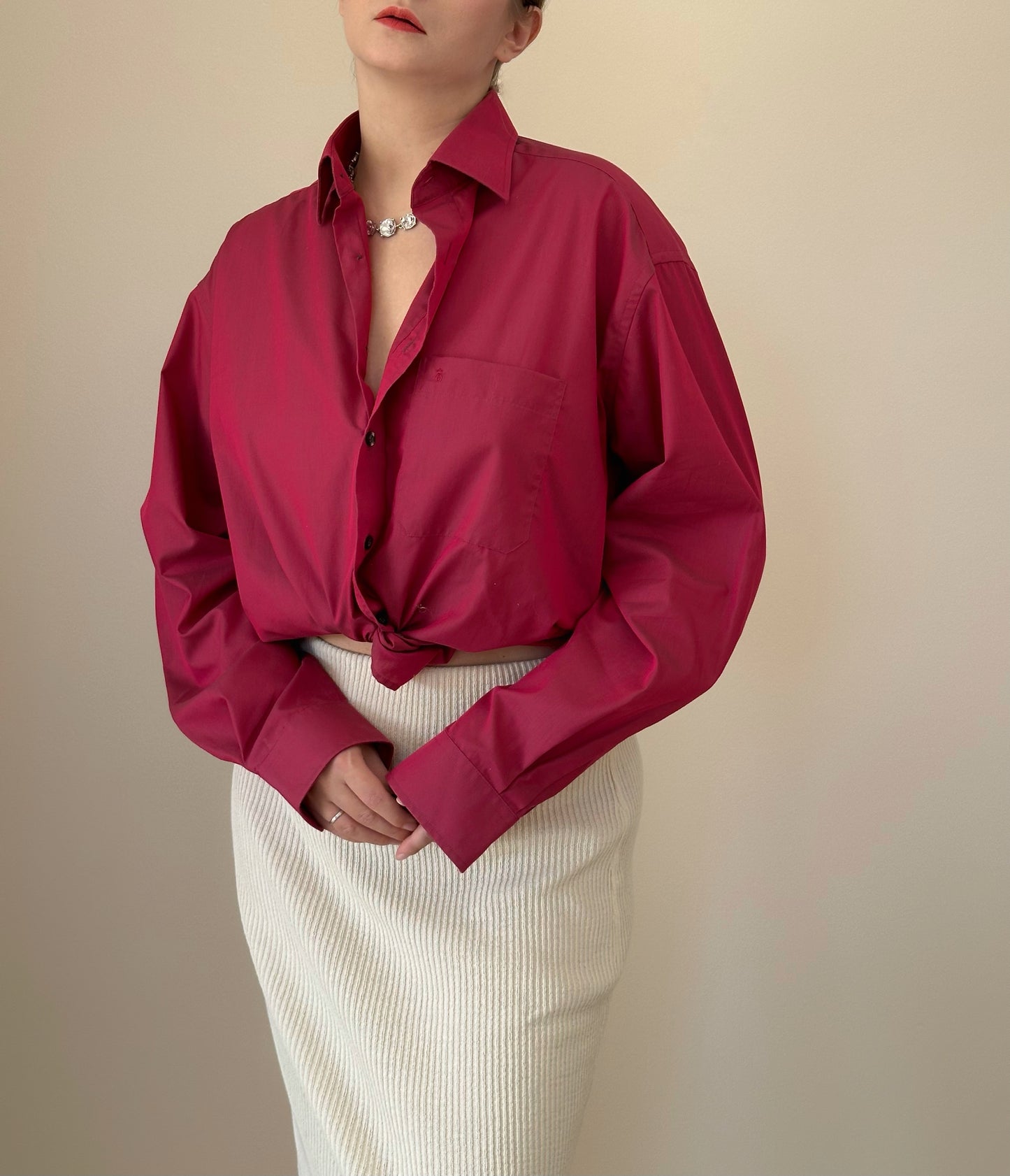 Beautiful vintage men's shirt made of a thin cotton fabric with a light sheen