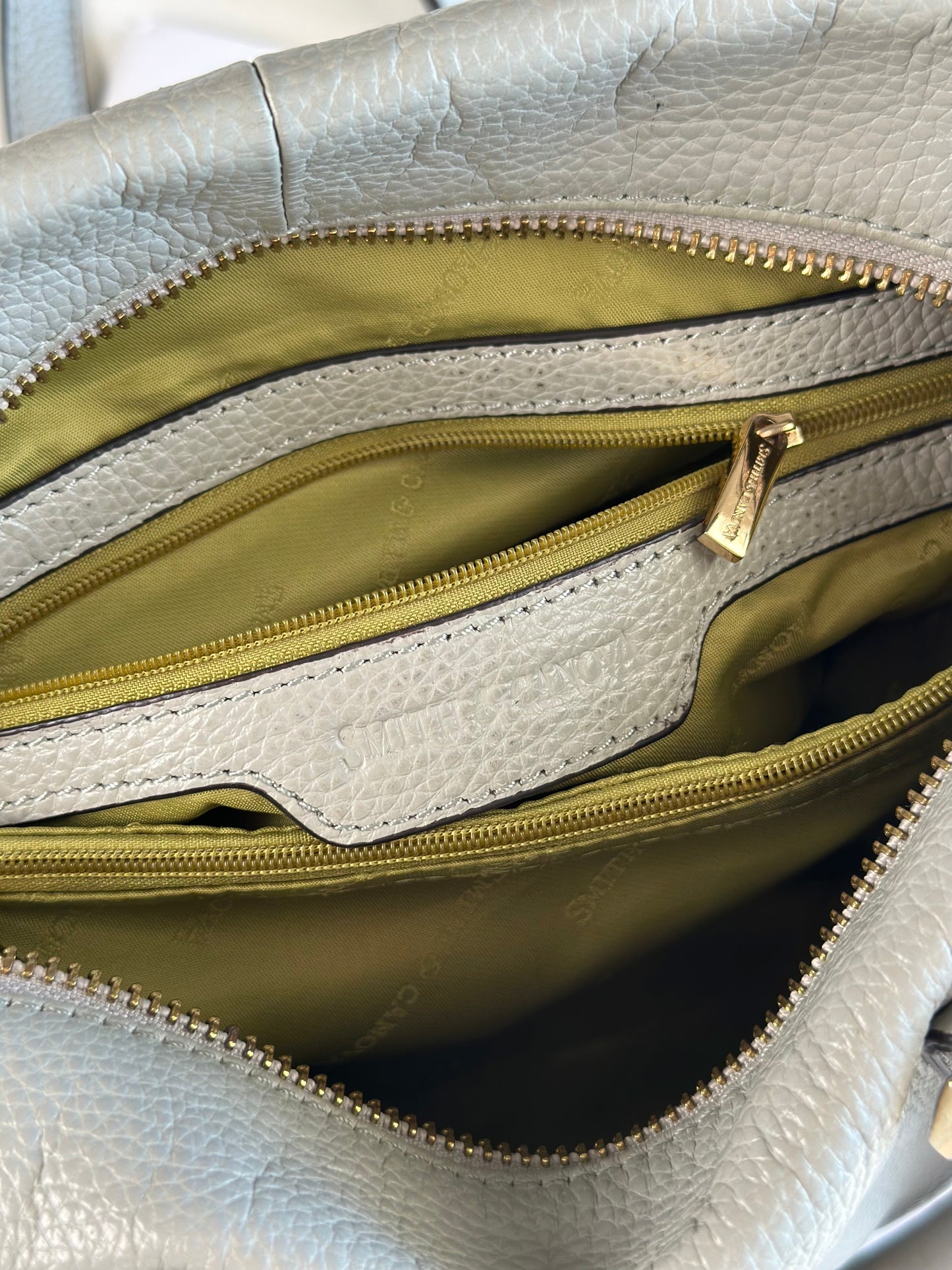 Elegant grey leather handbag from Smith & Canova (England)