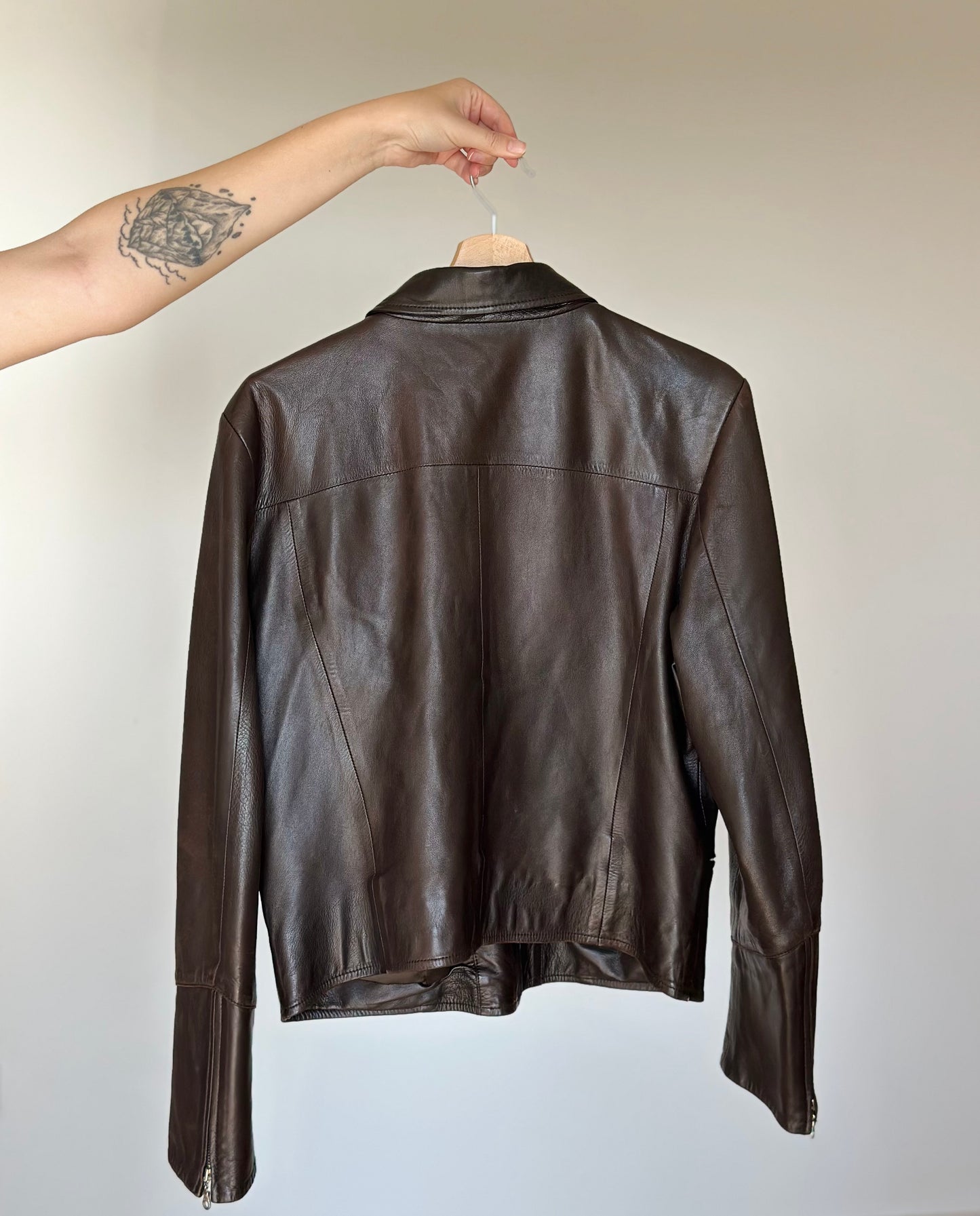 Vintage real leather brown jacket