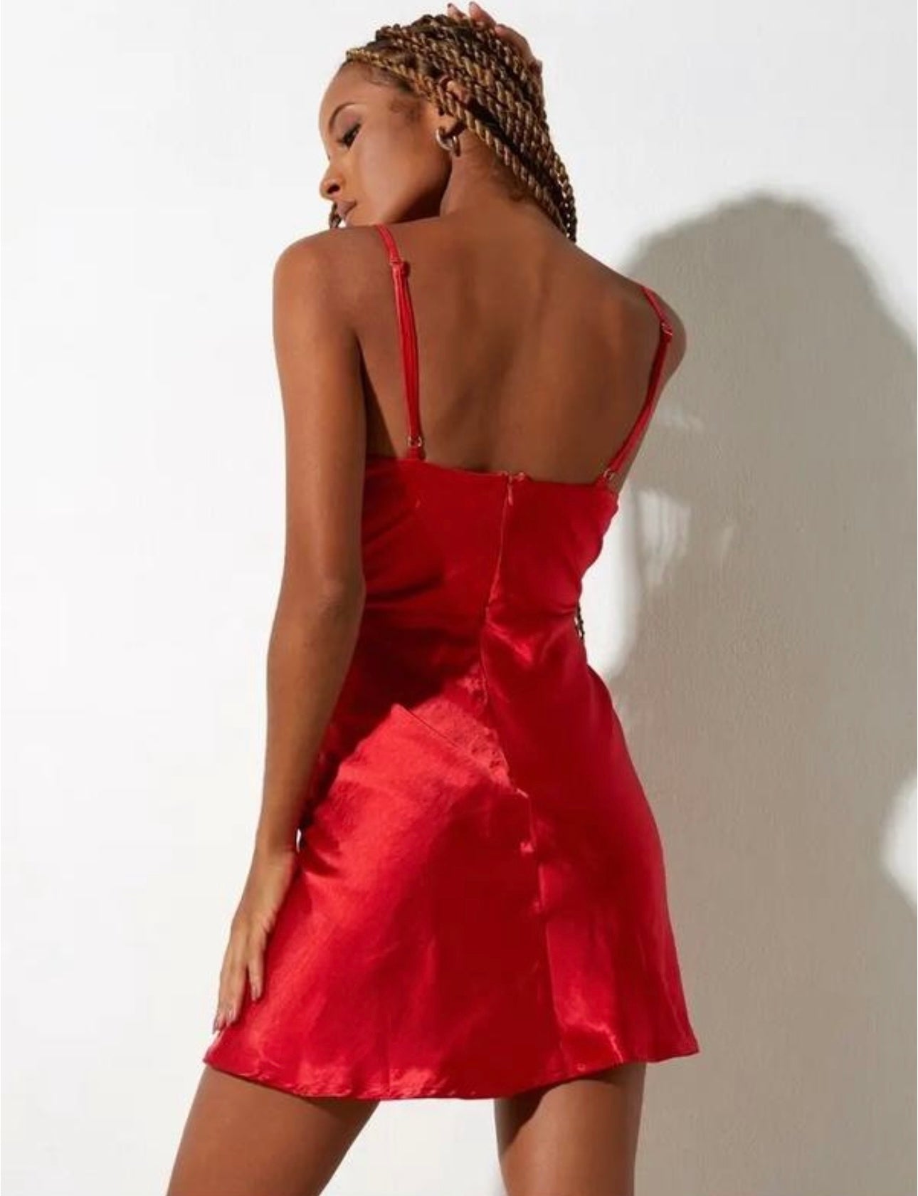 Incredible red satin mini dress