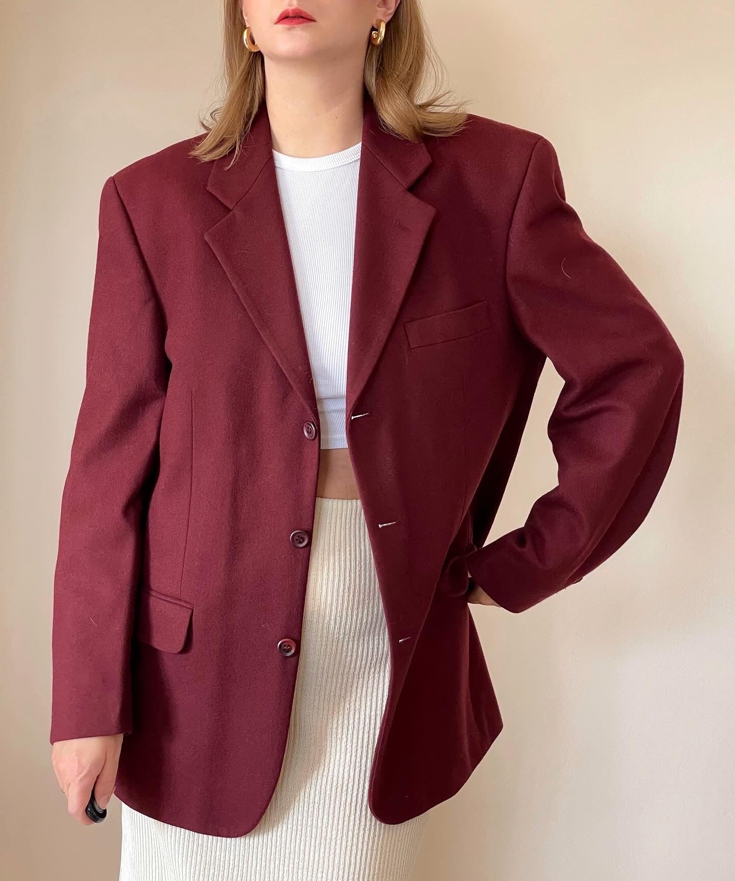 Oversized vintage wool and cashmere jacket