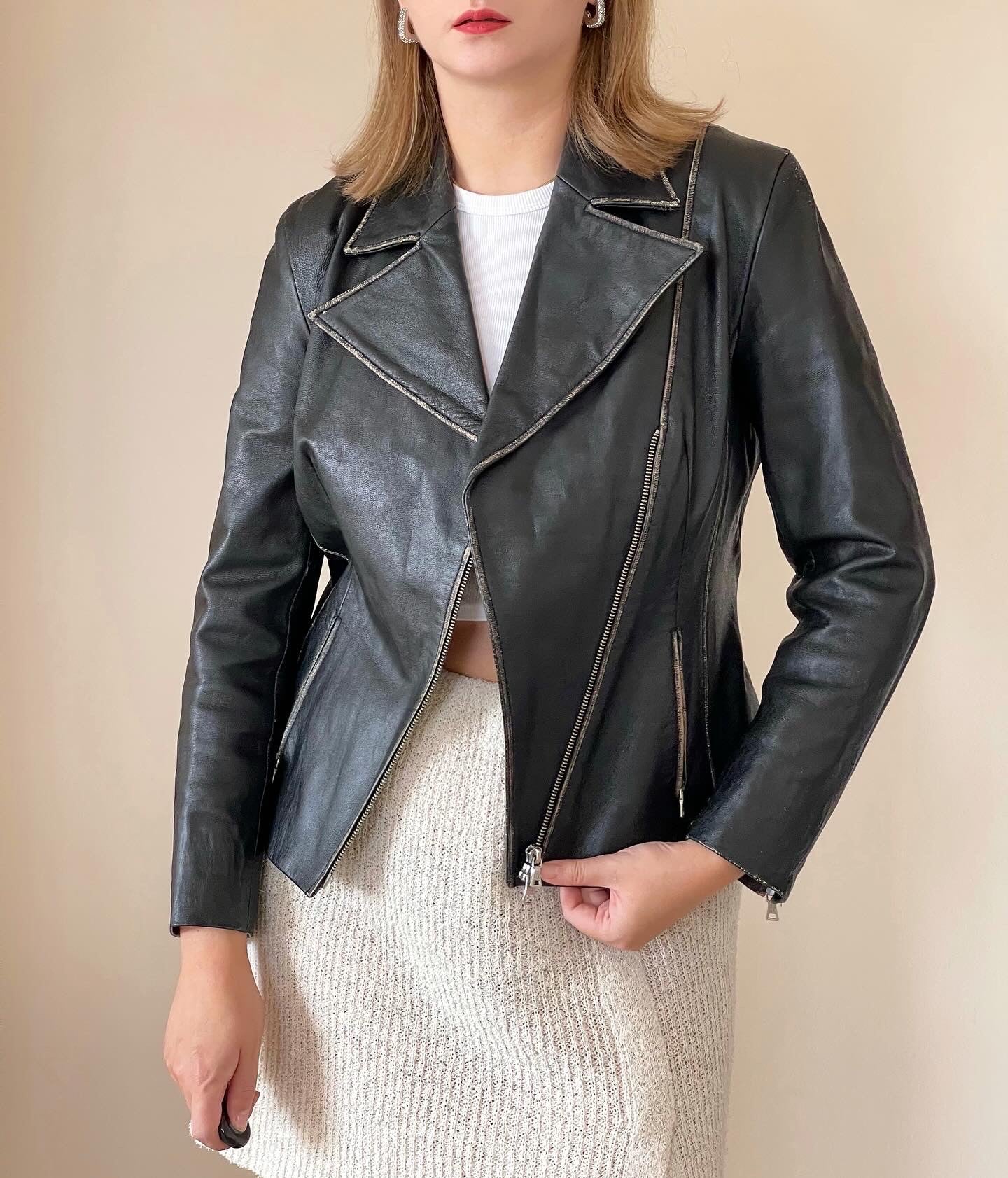 Stunning vintage distressed leather jacket Marc Aurel