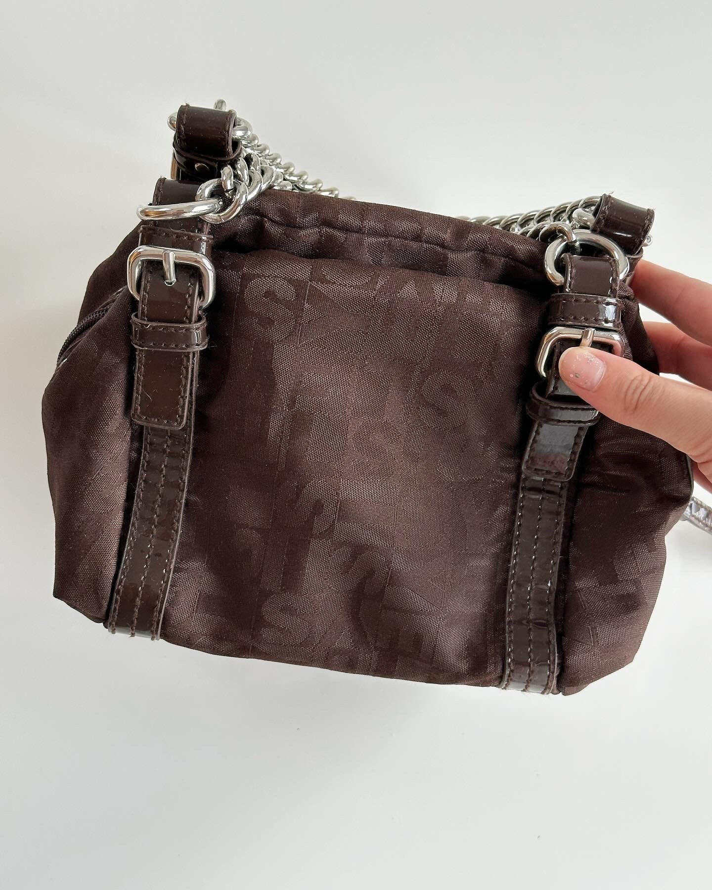 Trendy vintage Sisley bag with monogram print