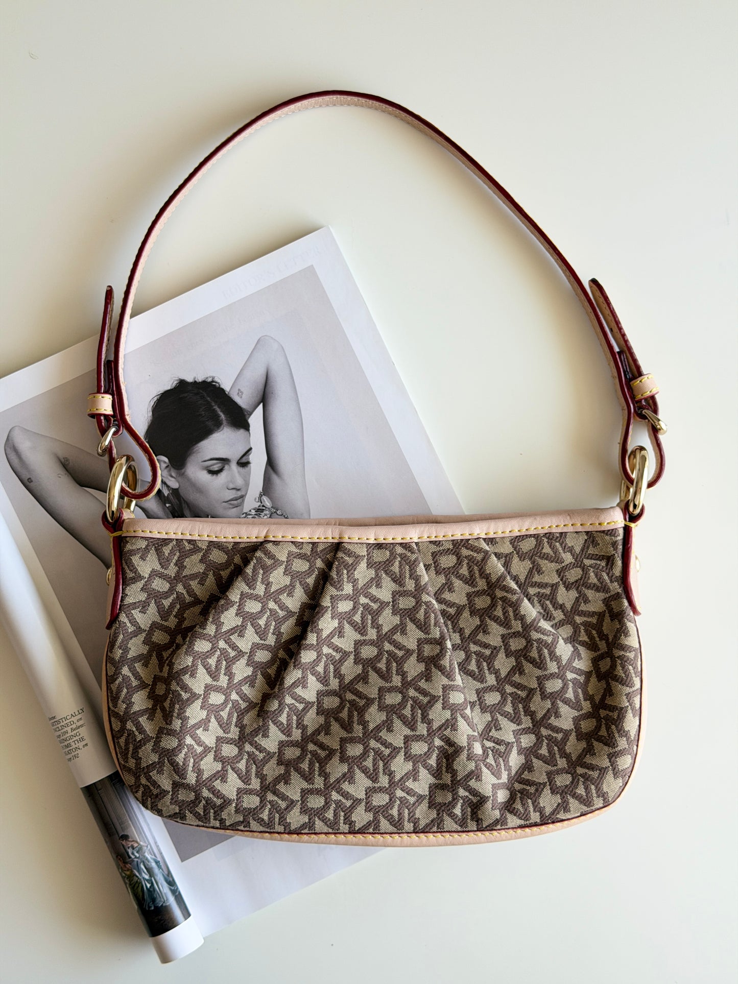 Stunning vintage DKNY beige monogram bag