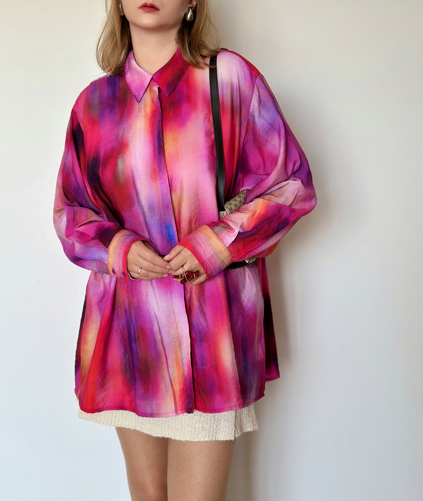 Amazing viscose pink oversized shirt