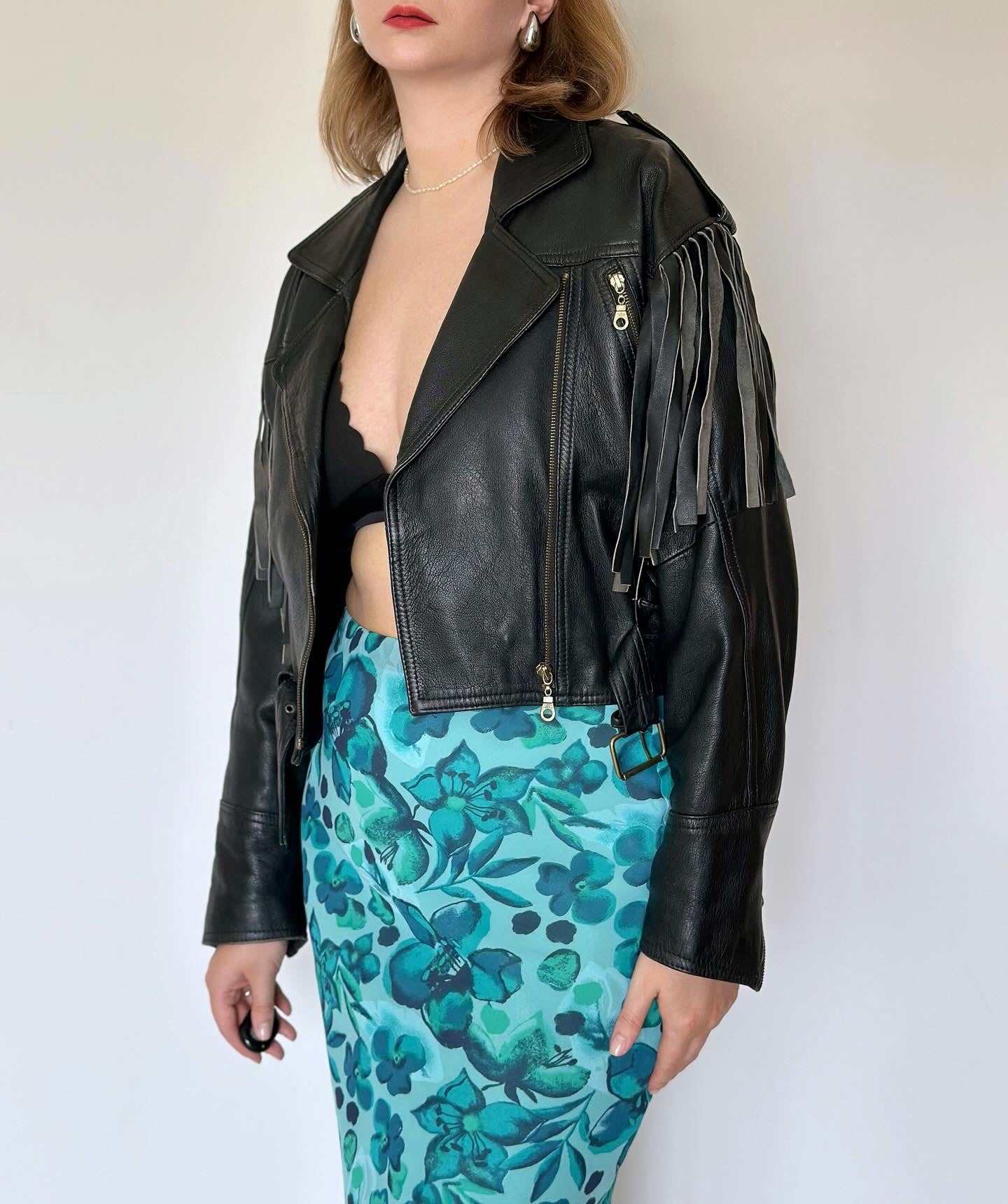 Stunning vintage leather jacket with fringe