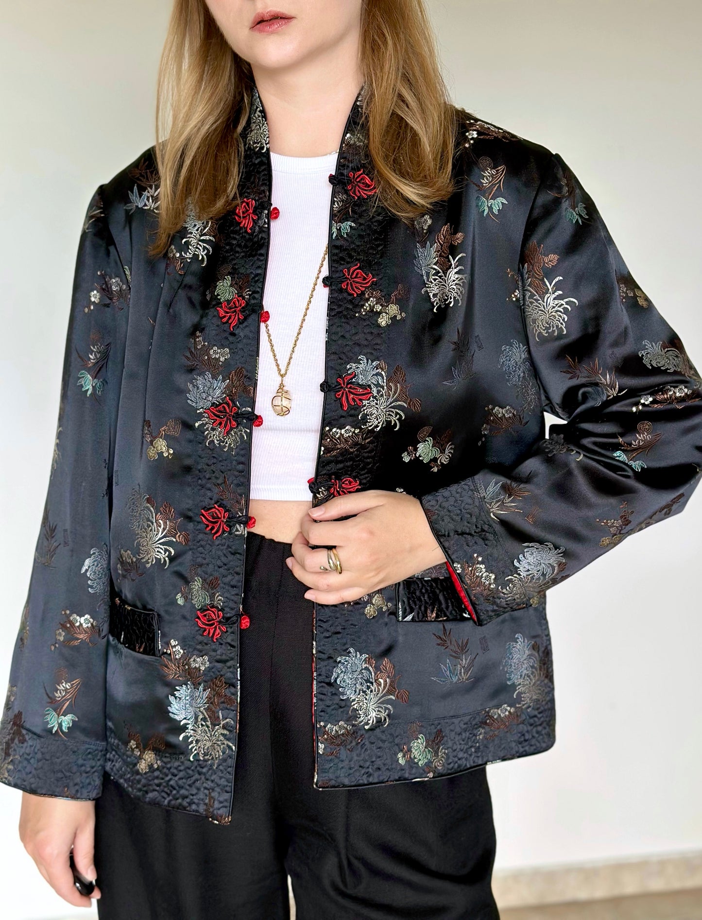Stunning vintage silk reversible Asian jacket