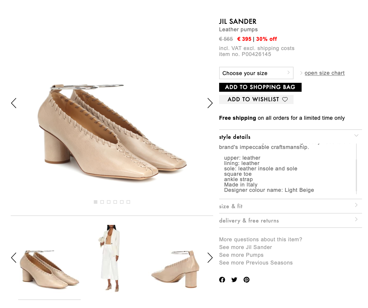Jil Sander leather shoes with anklets