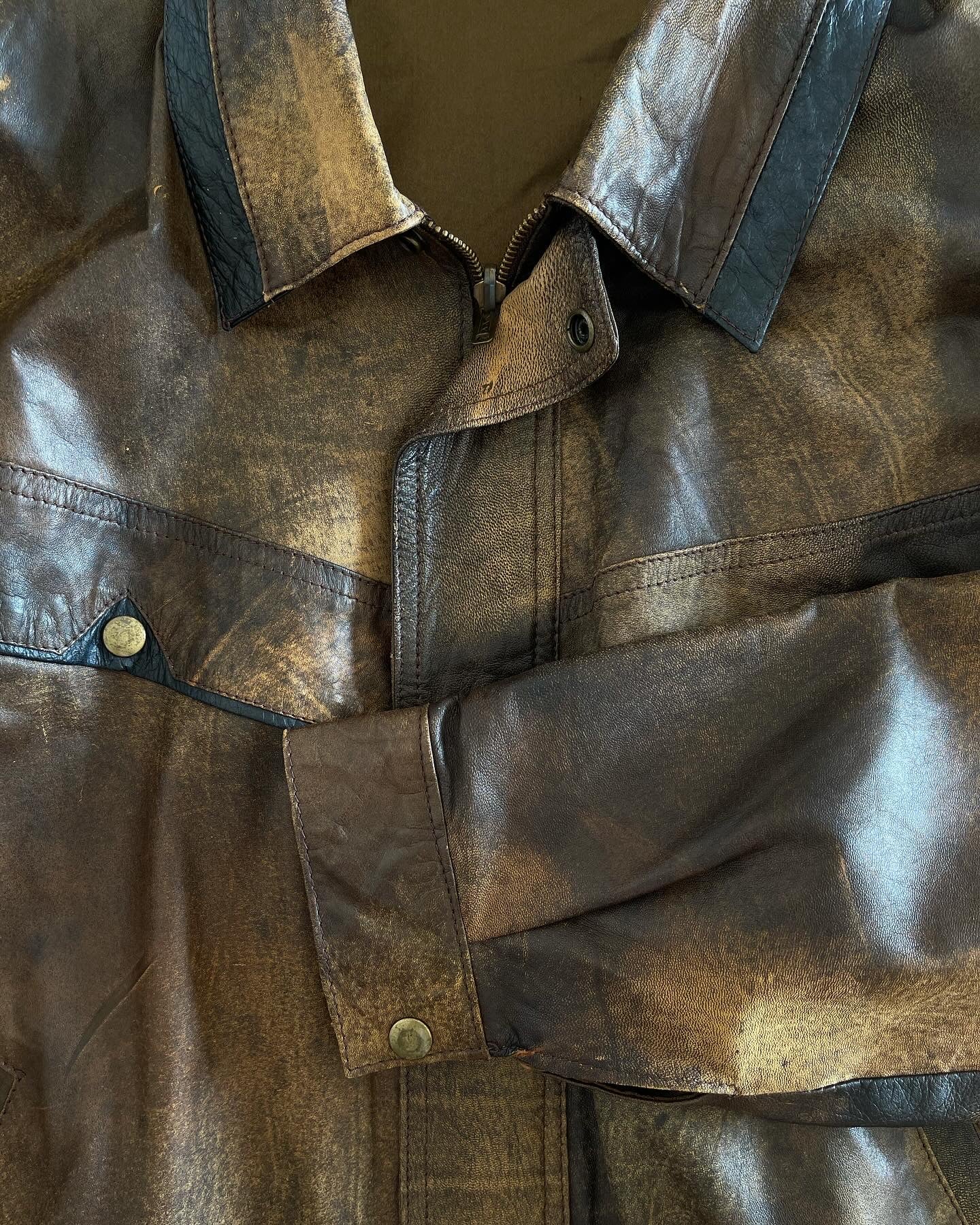 Vintage oversized bomber jacket made of leather effect fabric (90s)