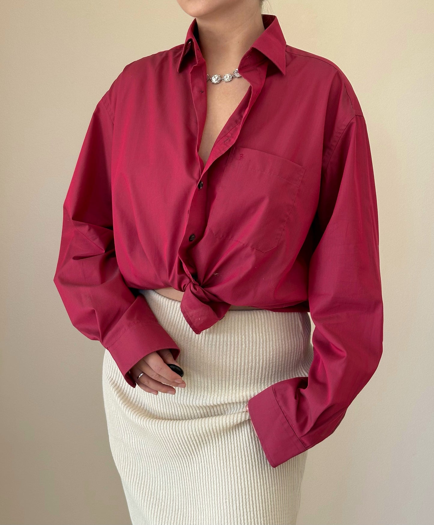 Beautiful vintage men's shirt made of a thin cotton fabric with a light sheen