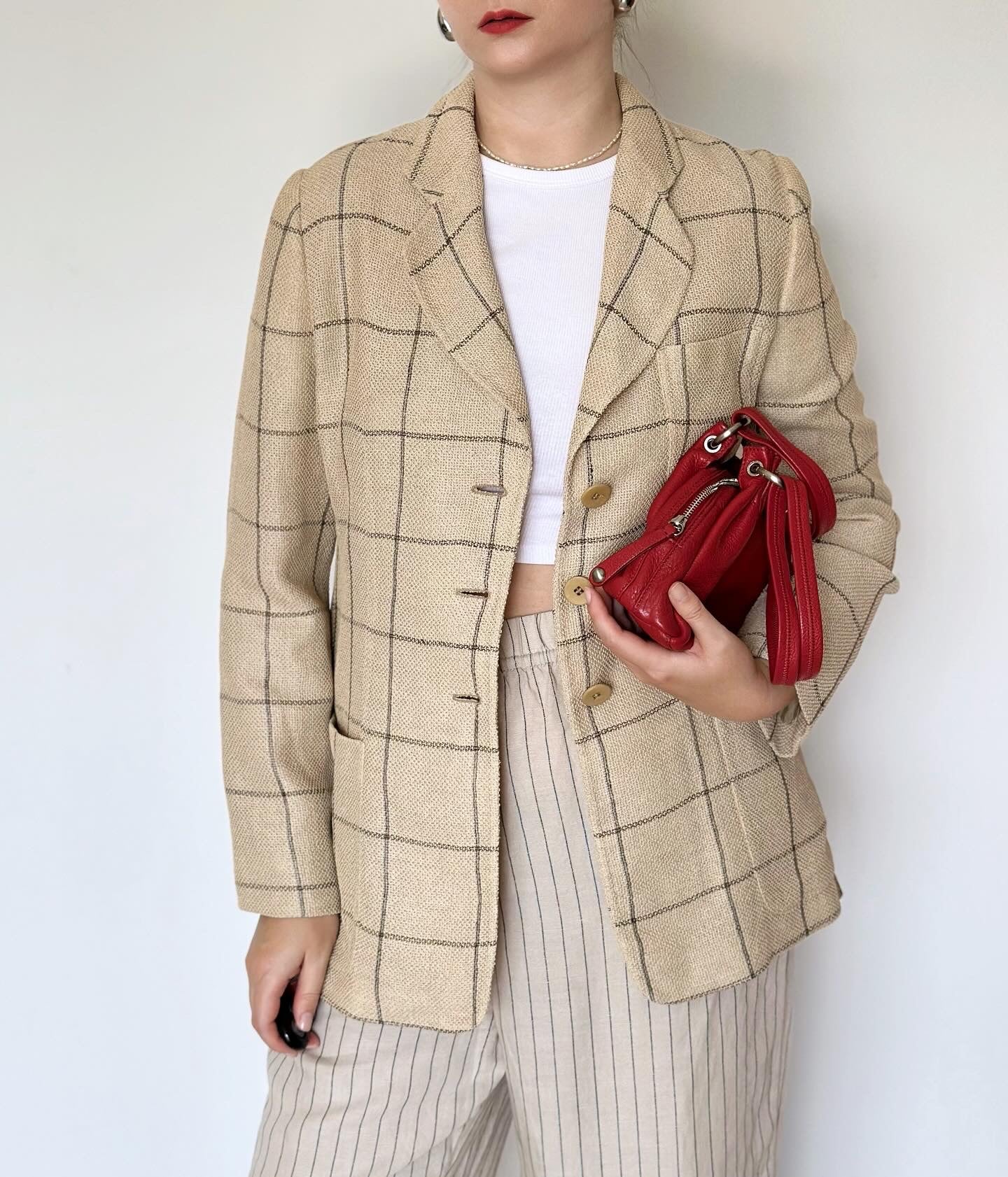 Vintage beige plaid blazer by Mani (Giorgio Armani line)