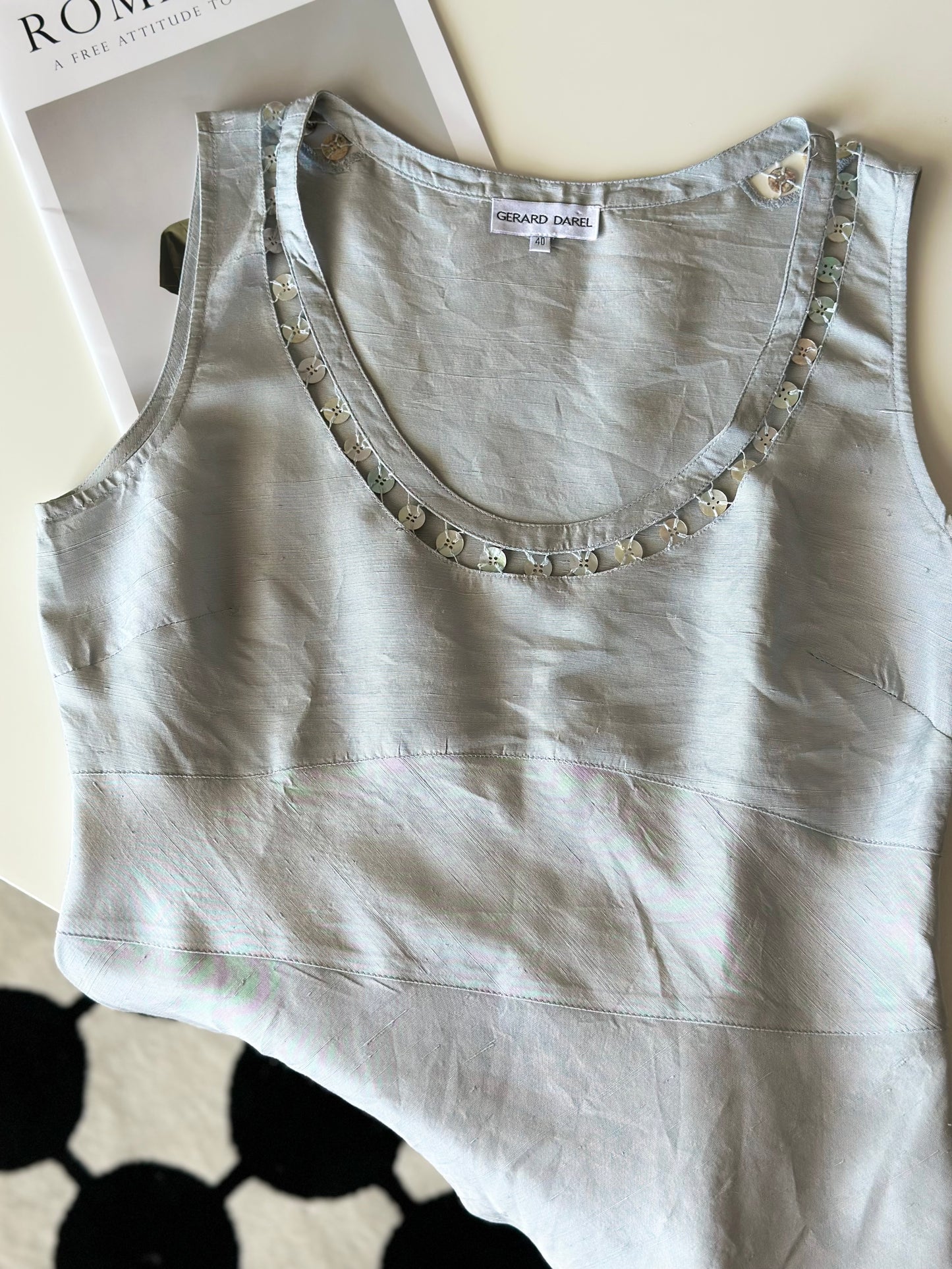 Vintage raw silk silver top by Gerard Darel