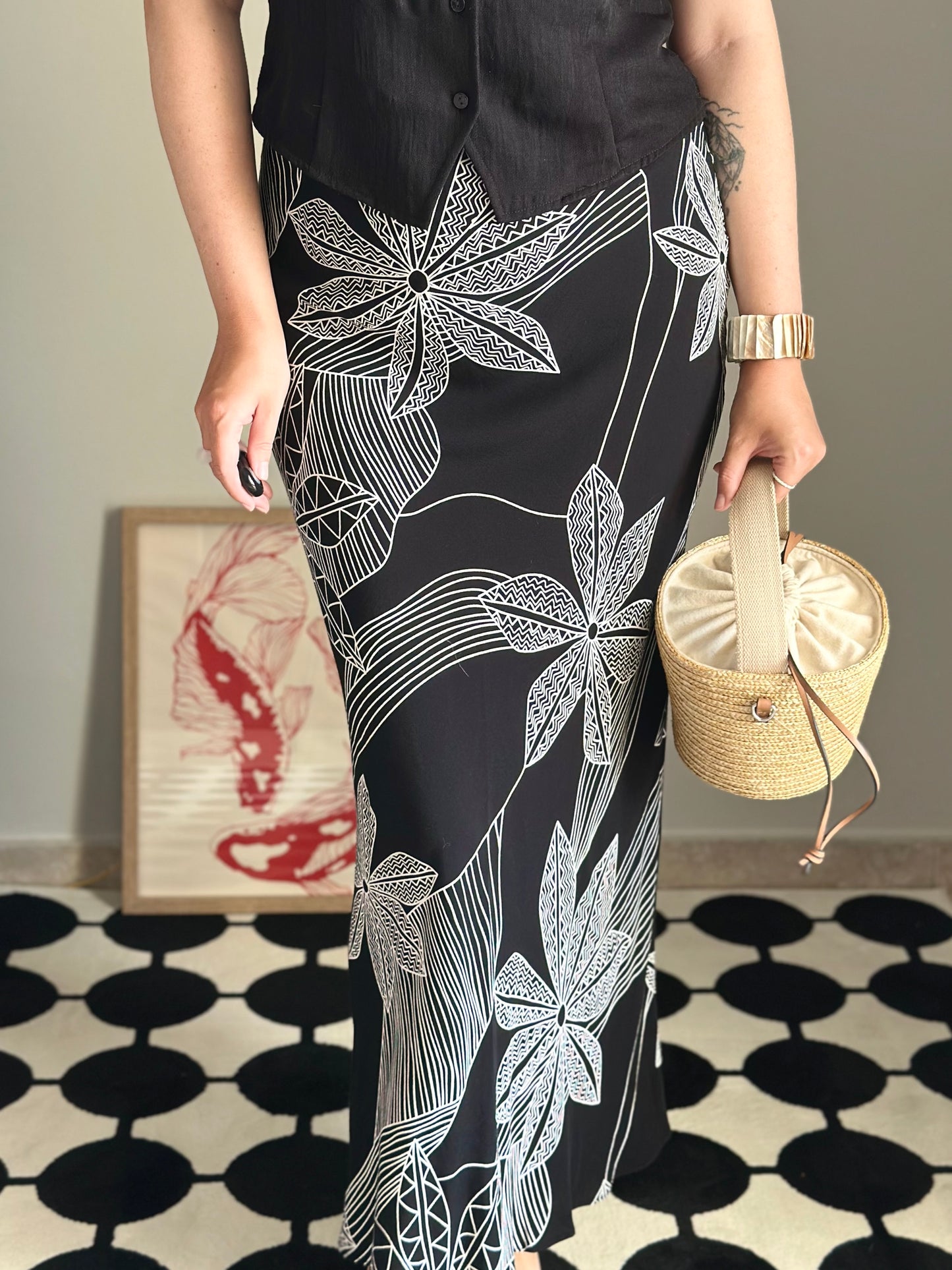 Stunning vintage maxi viscose skirt by Wallis