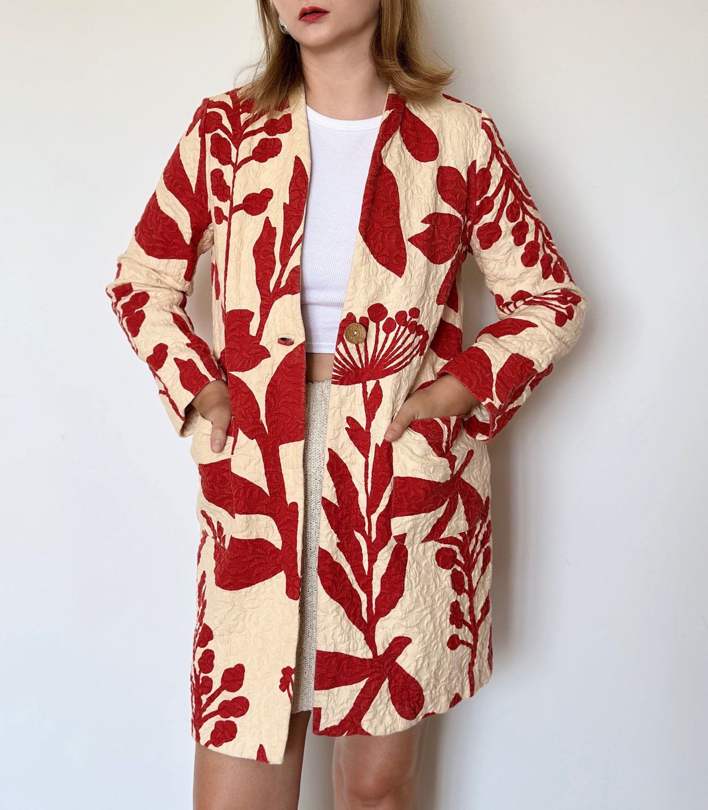 Stunning printed long cotton jacket