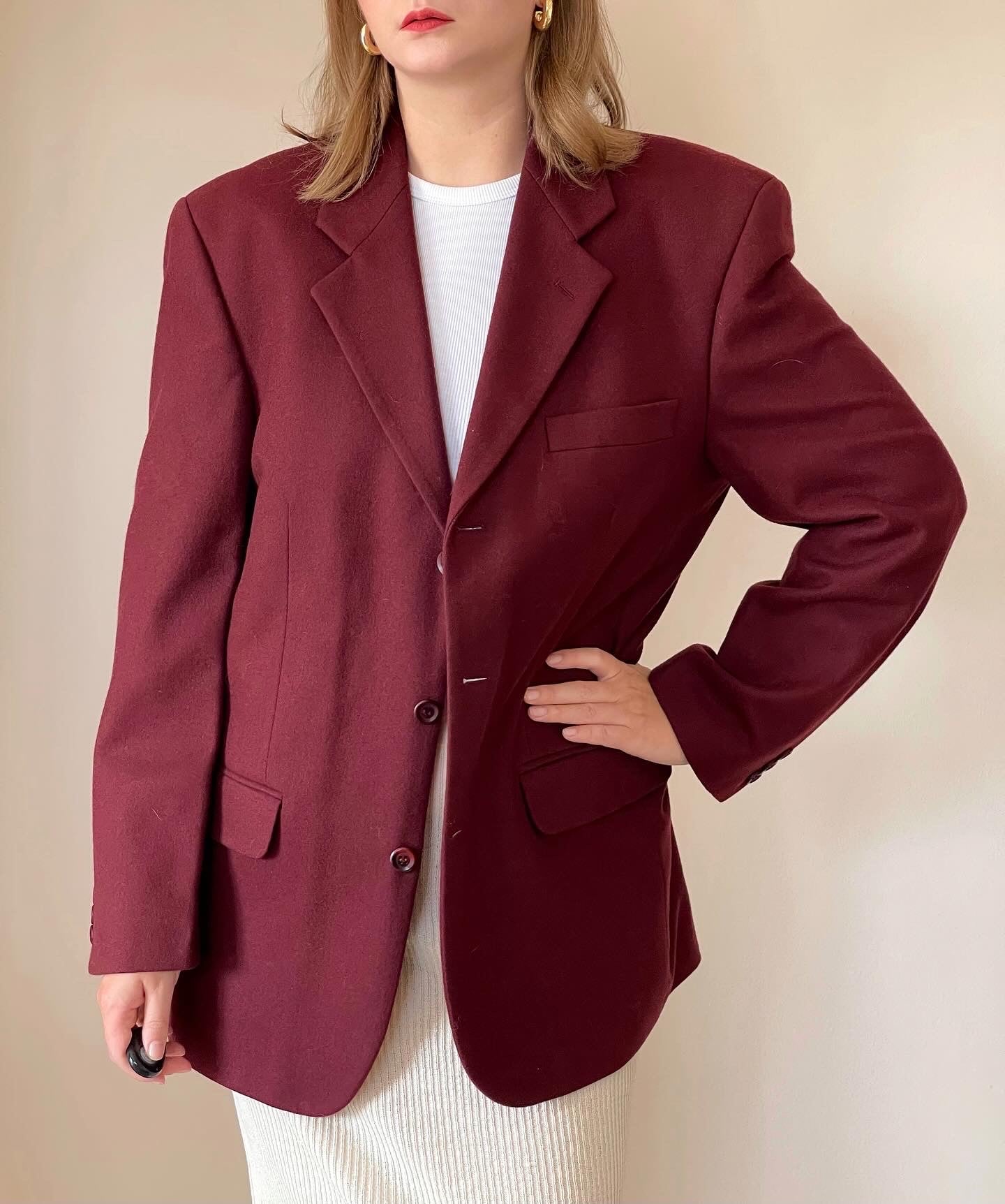 Oversized vintage wool and cashmere jacket