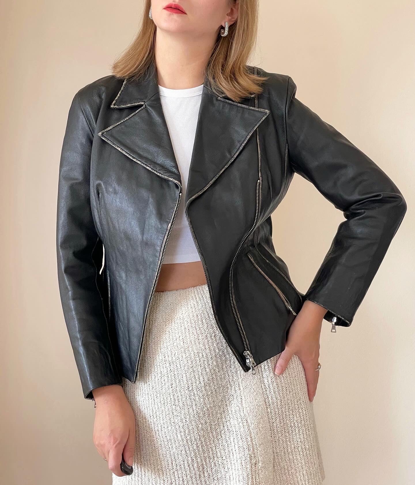 Stunning vintage distressed leather jacket Marc Aurel