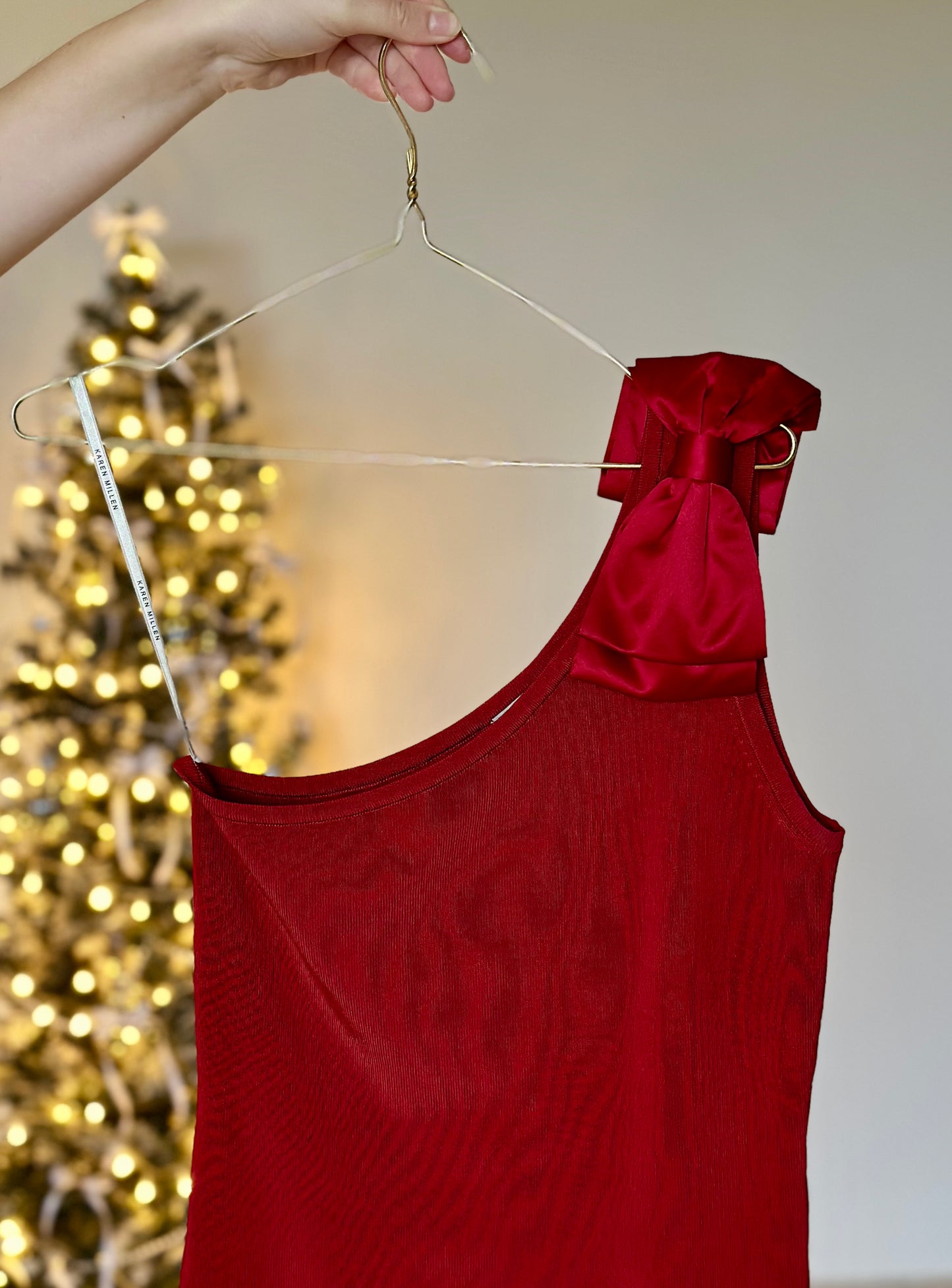 Incredible vintage red top with bow by Karen Millen