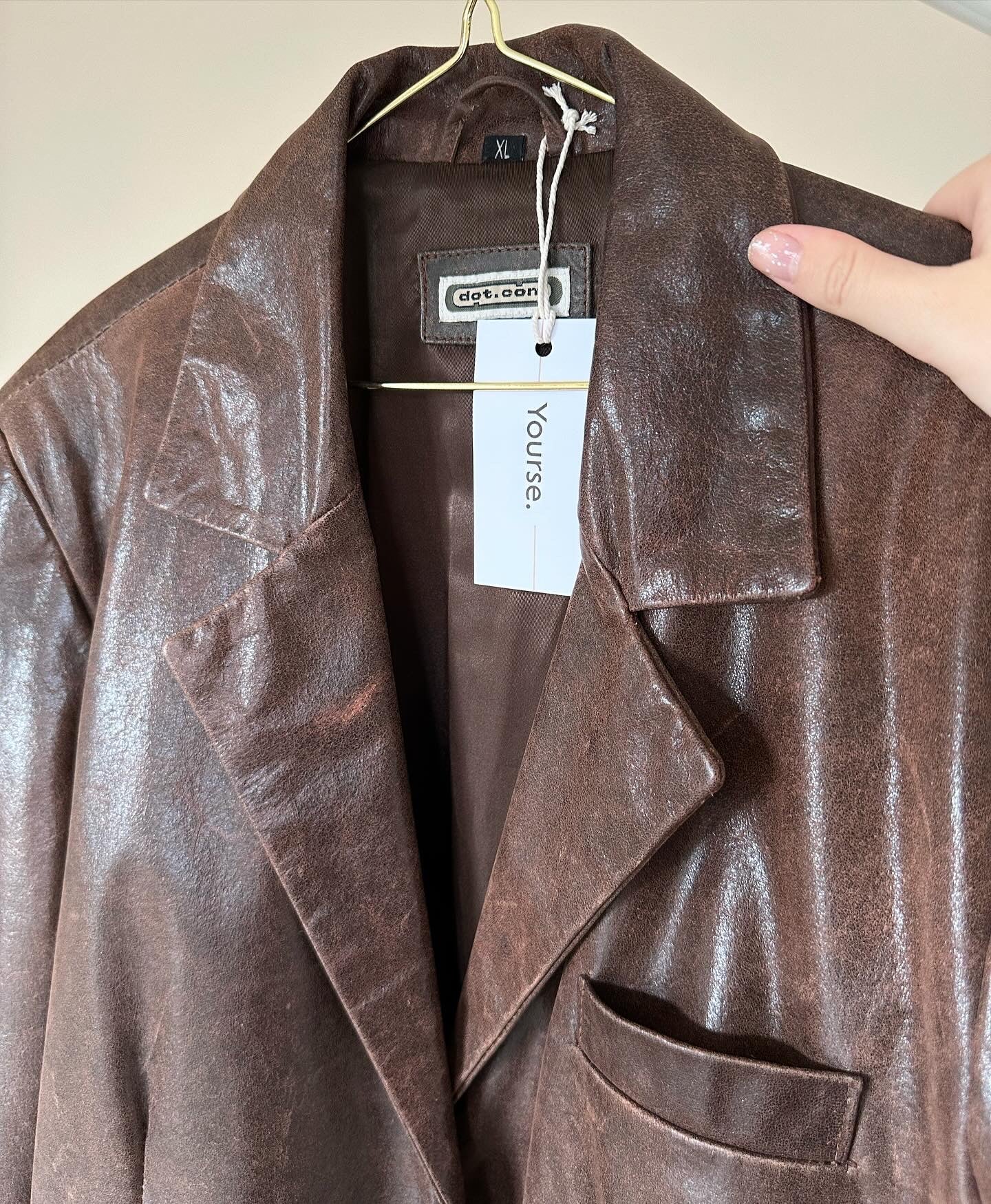 Trendy vintage distressed leather jacket