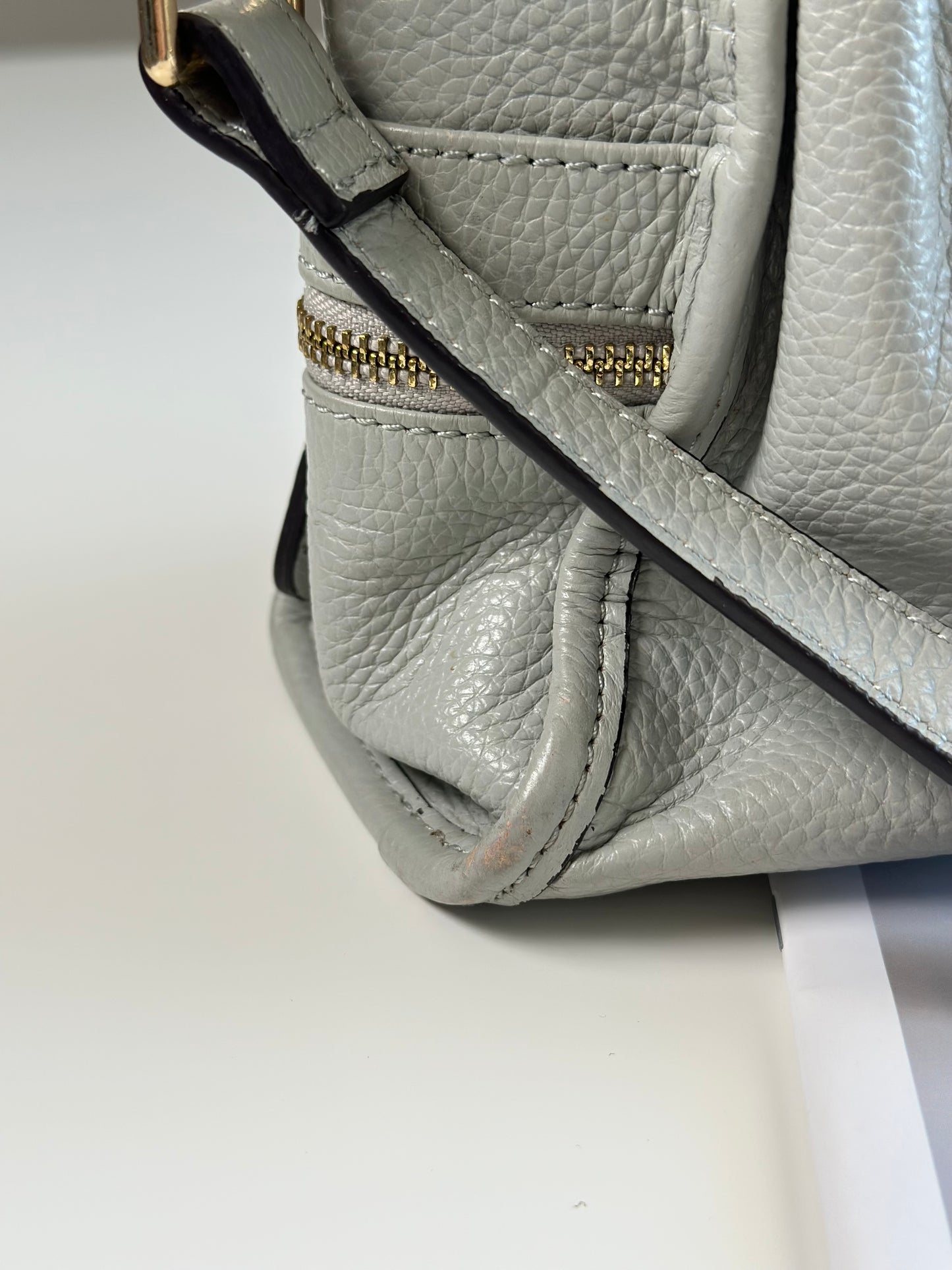 Elegant grey leather handbag from Smith & Canova (England)