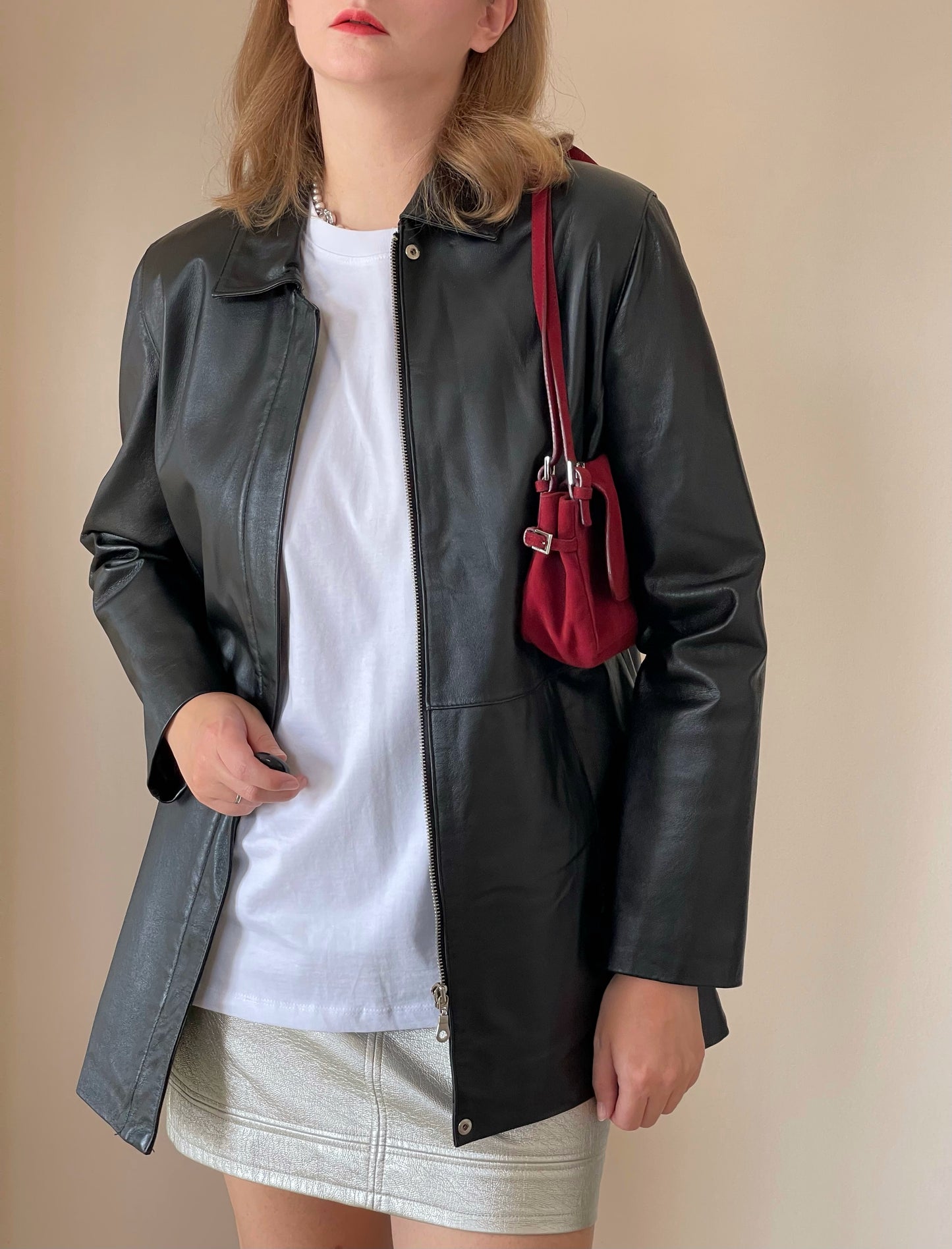Stunning vintage minimalistic leather jacket