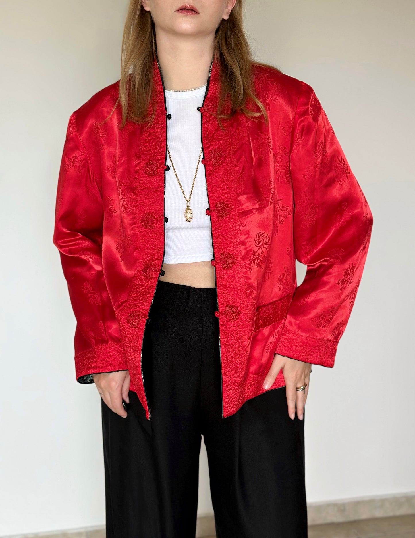 Stunning vintage silk reversible Asian jacket