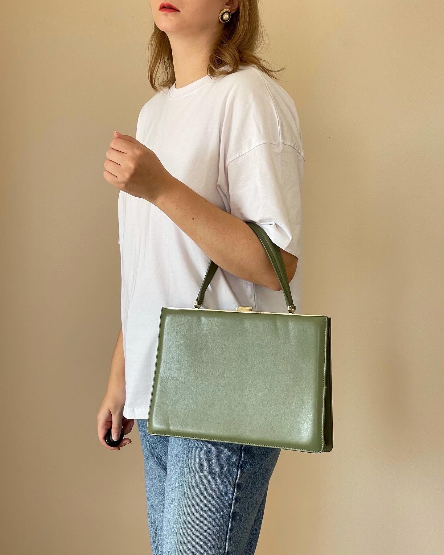 Gorgeous leather green bag (Celine inspired)