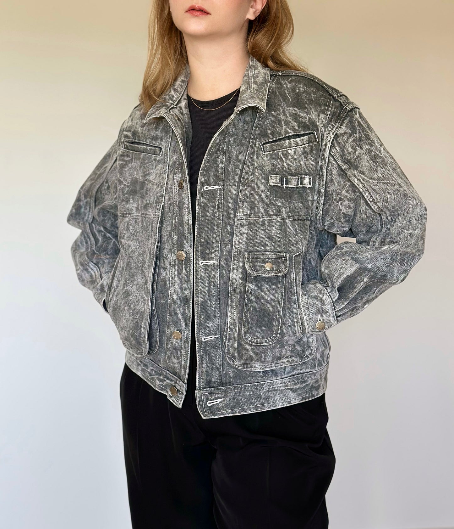 Stunning vintage grey denim jacket