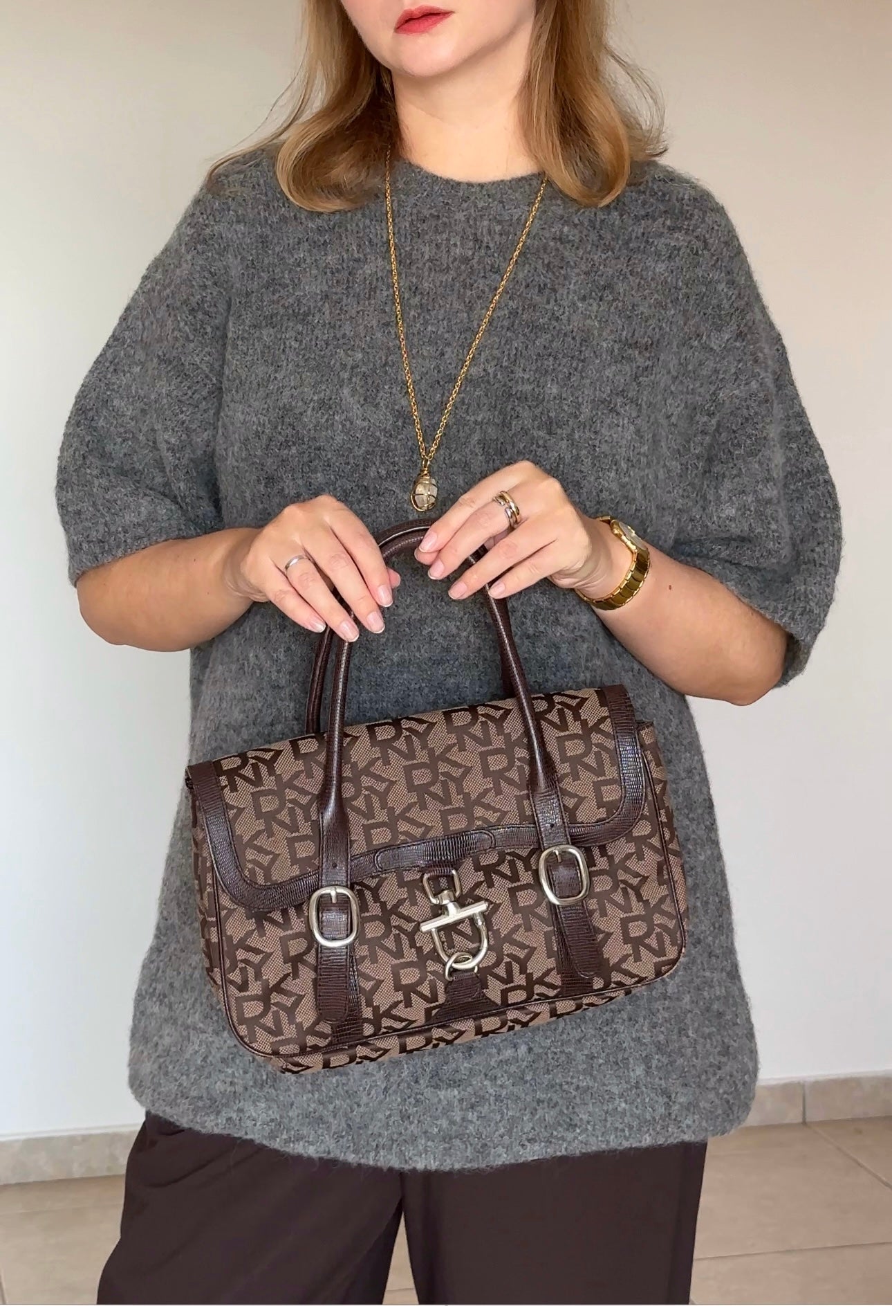Vintage brown monogram bag DKNY