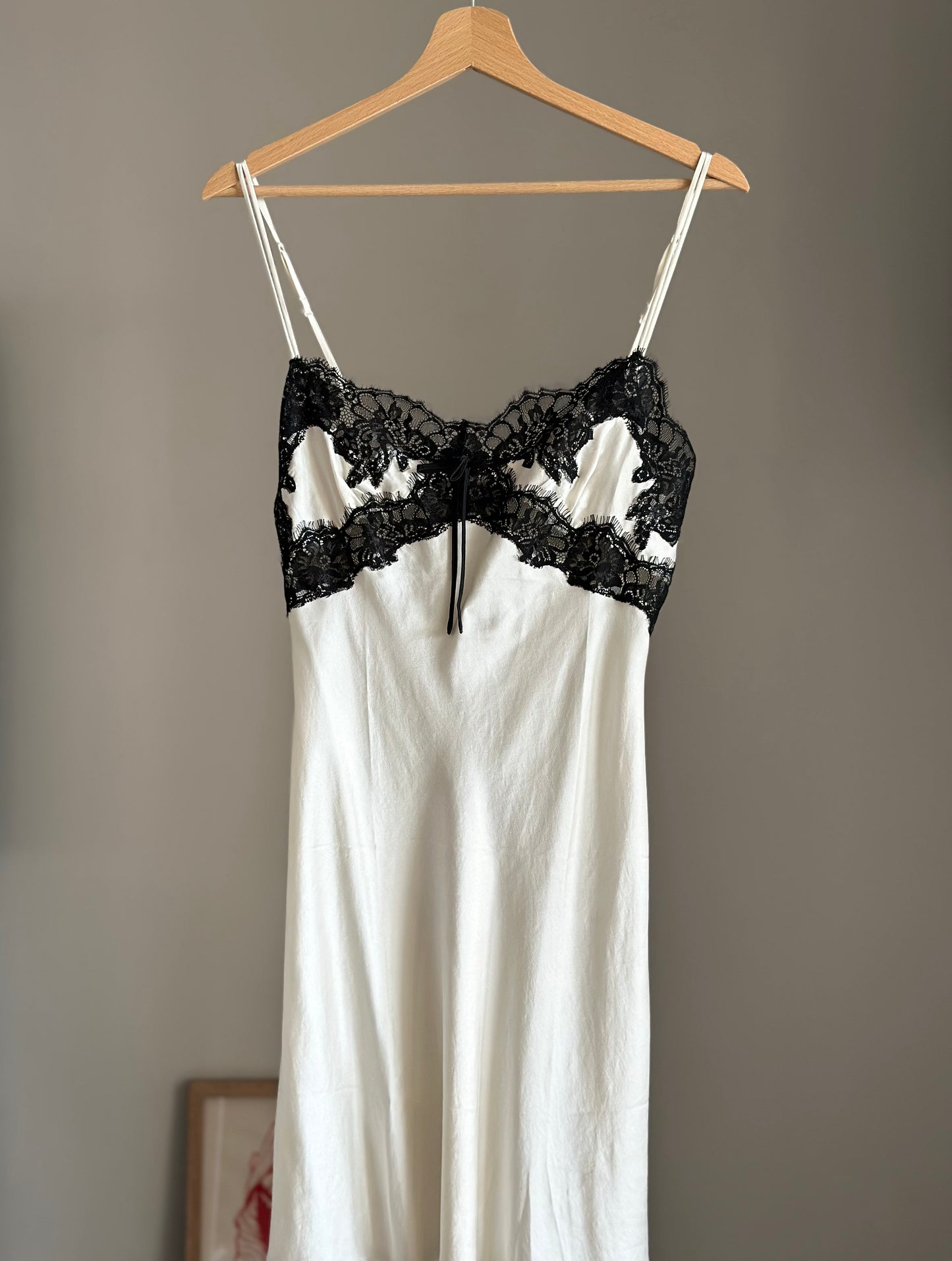 A beautiful silk ivory night dress with lace