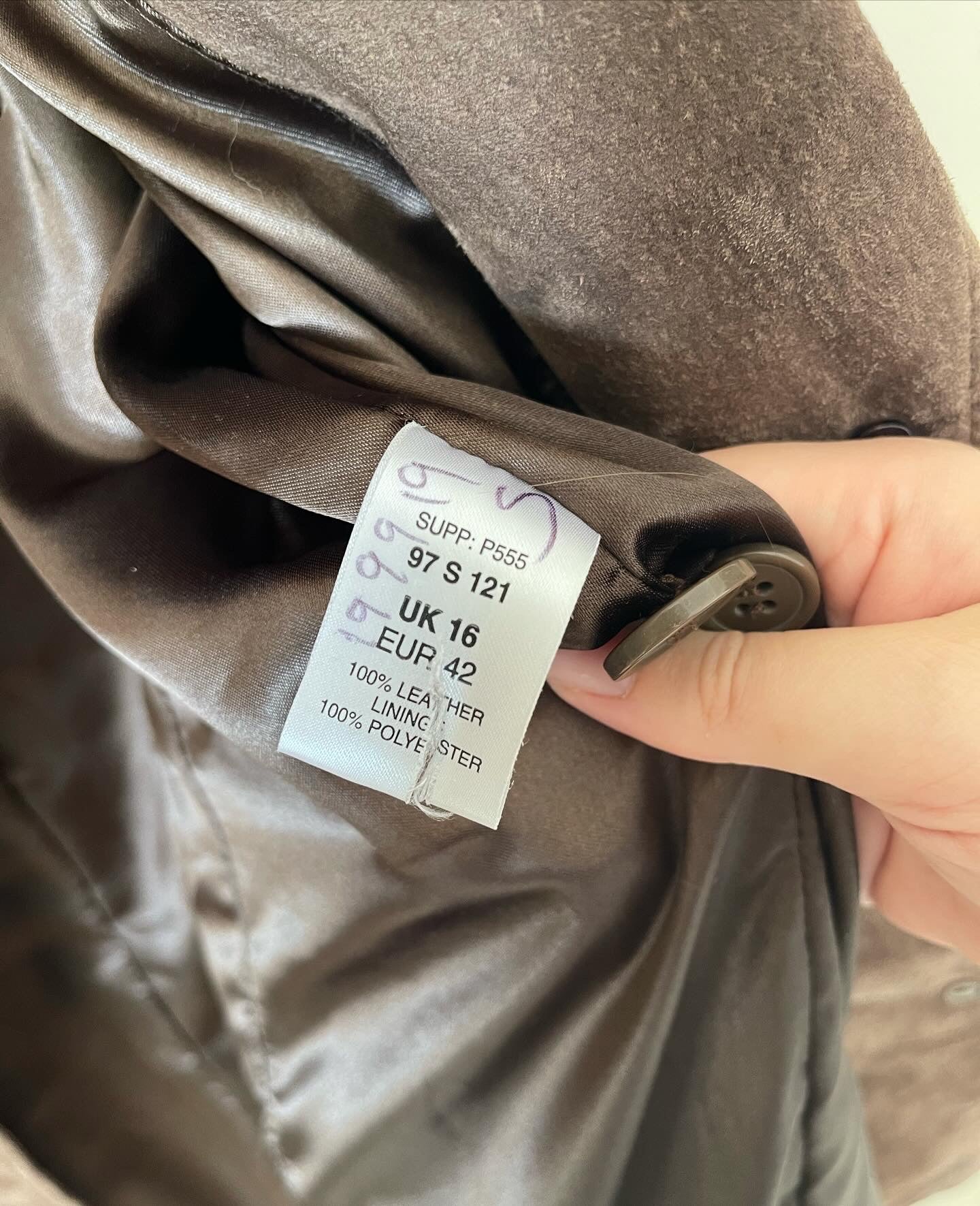 Vintage 100% suede leather long jacket