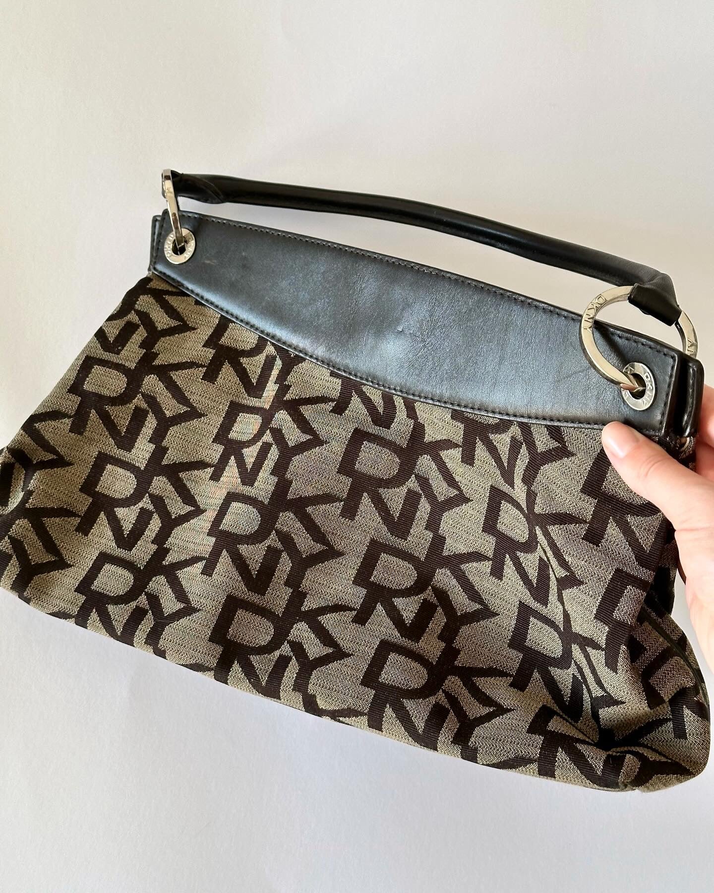 Trendy vintage DKNY bag with monogram print